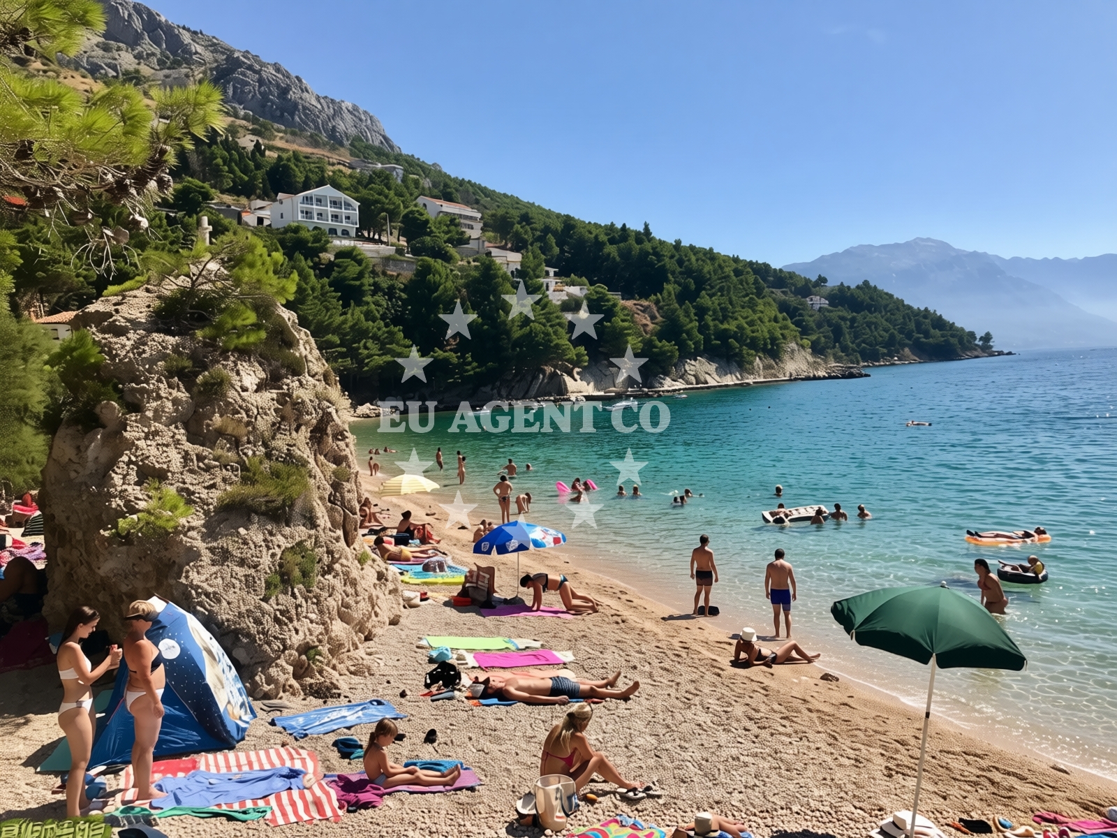 Shoreline and swimming area at Kutlesa beach in Tabaci 2, Mimice