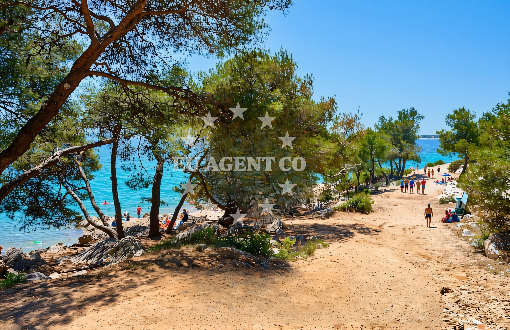 Shoreline and swimming area at Kuzmića vala, Tribunj Beach in Kuzmića vala