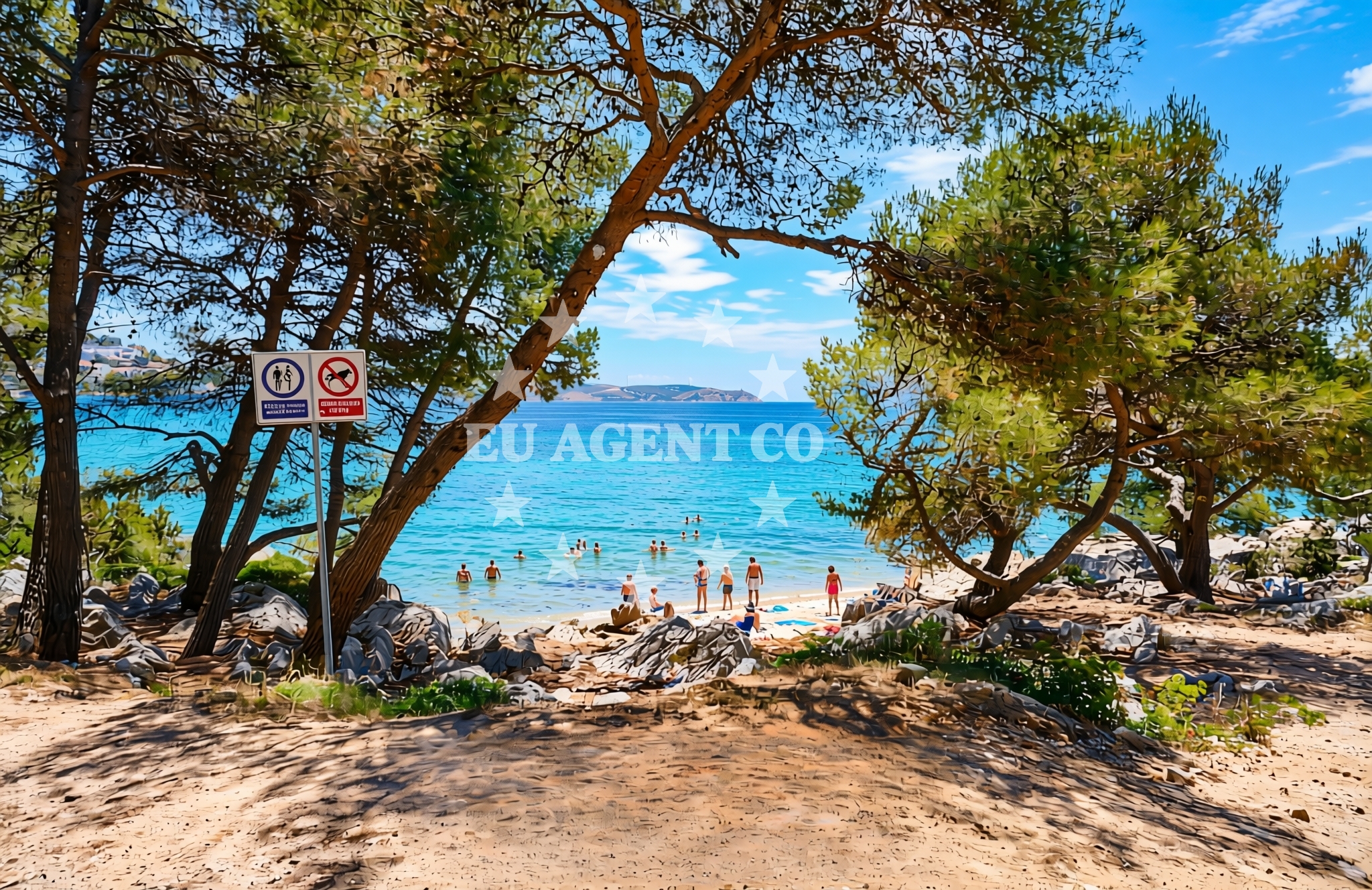Sea and coastal view of Kuzmića vala, Tribunj Beach in Kuzmića vala
