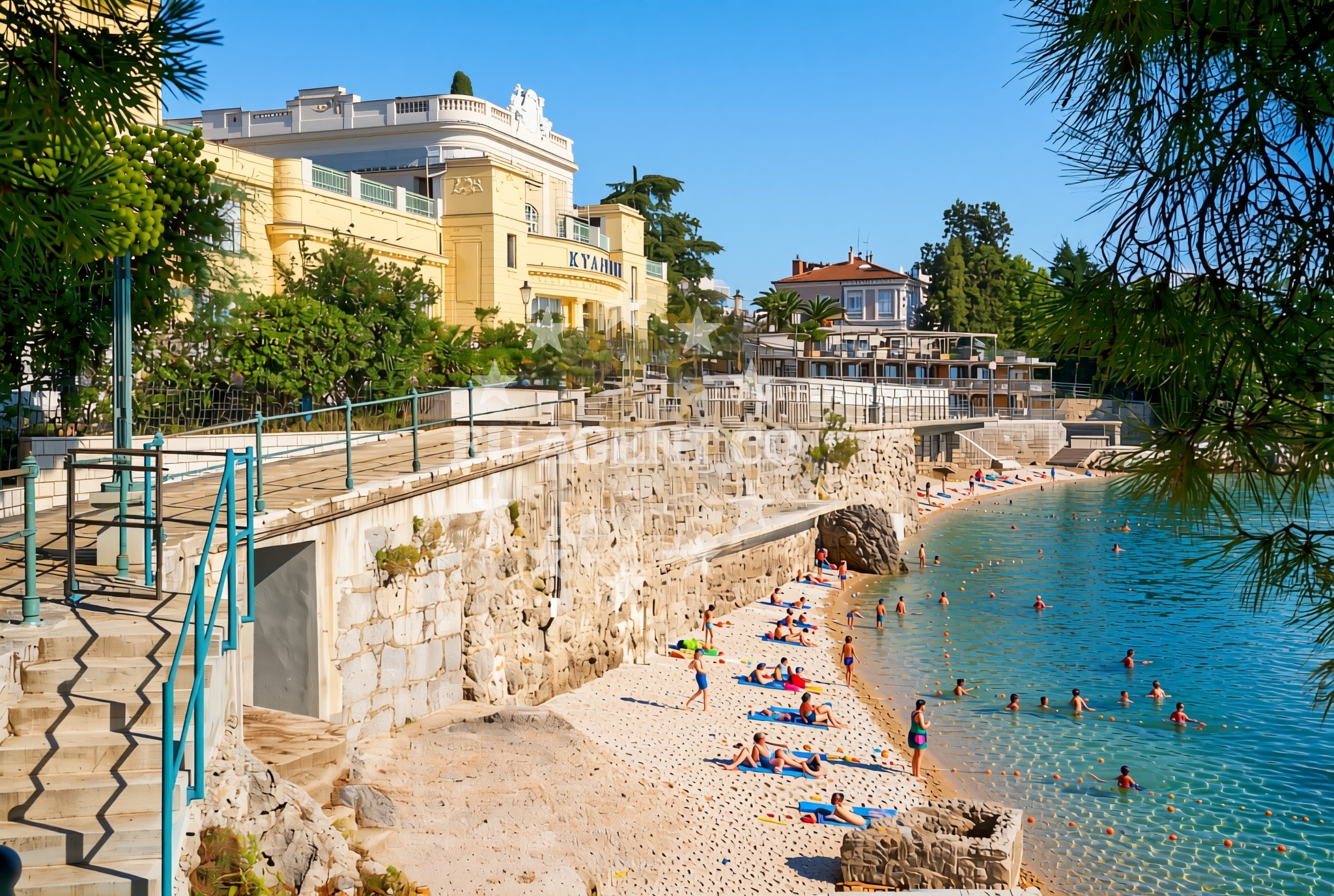 Shoreline and swimming area at Kvarner, Opatija Beach in Kvarner