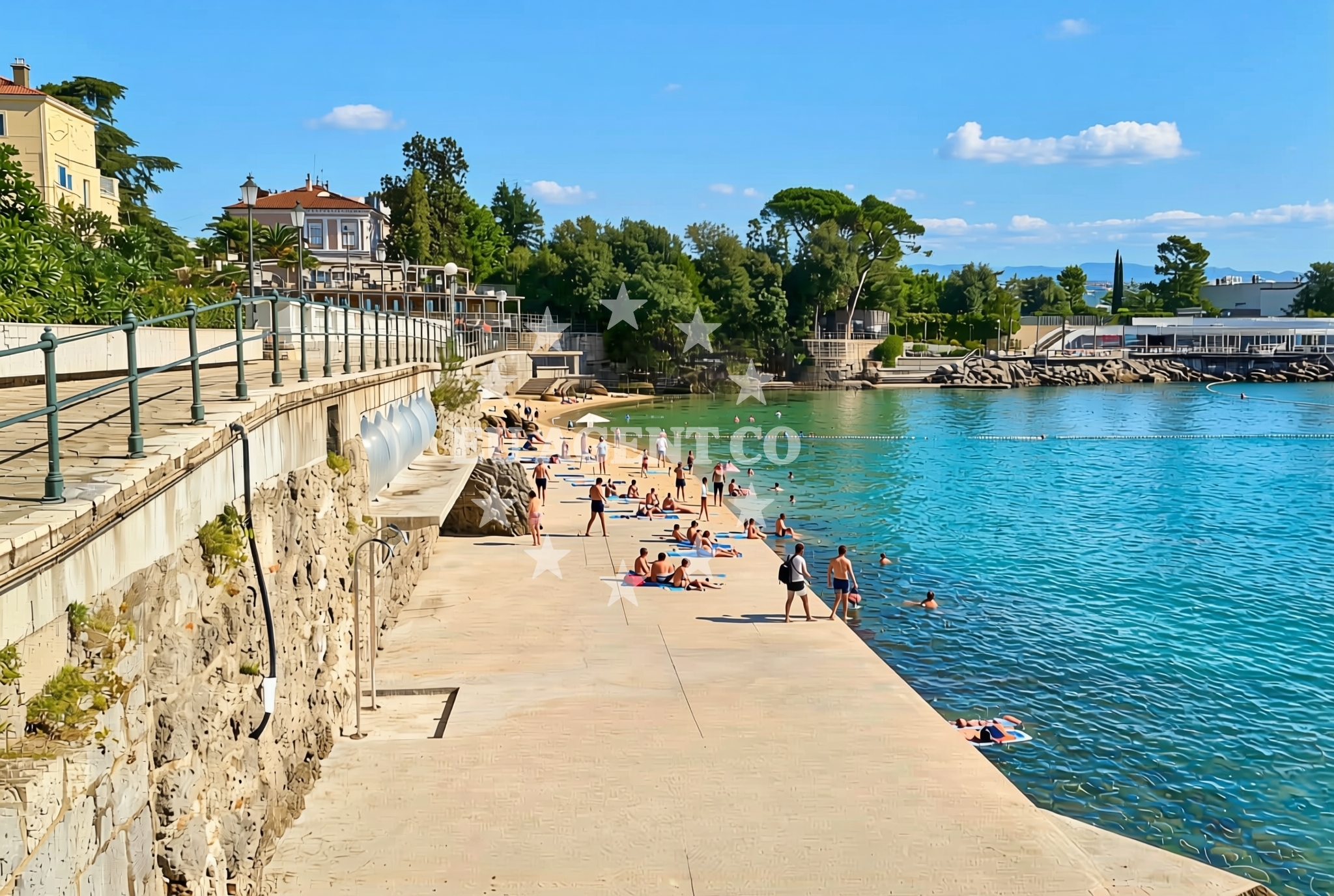 Beach facilities and surroundings at Kvarner, Opatija Beach in Kvarner