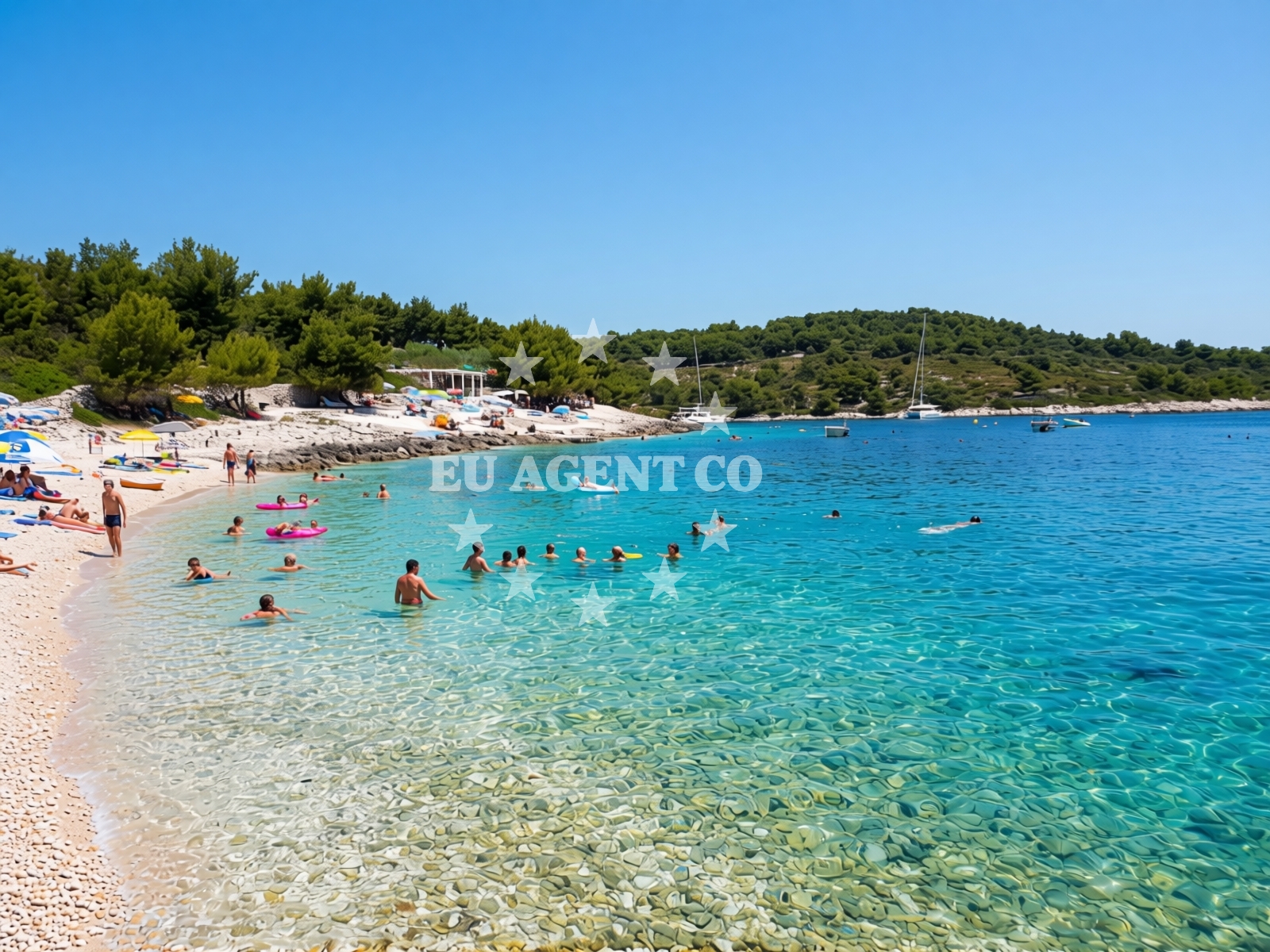 Sea and coastal view of Labadusa beach in Uvala Branac b.b., Trogir