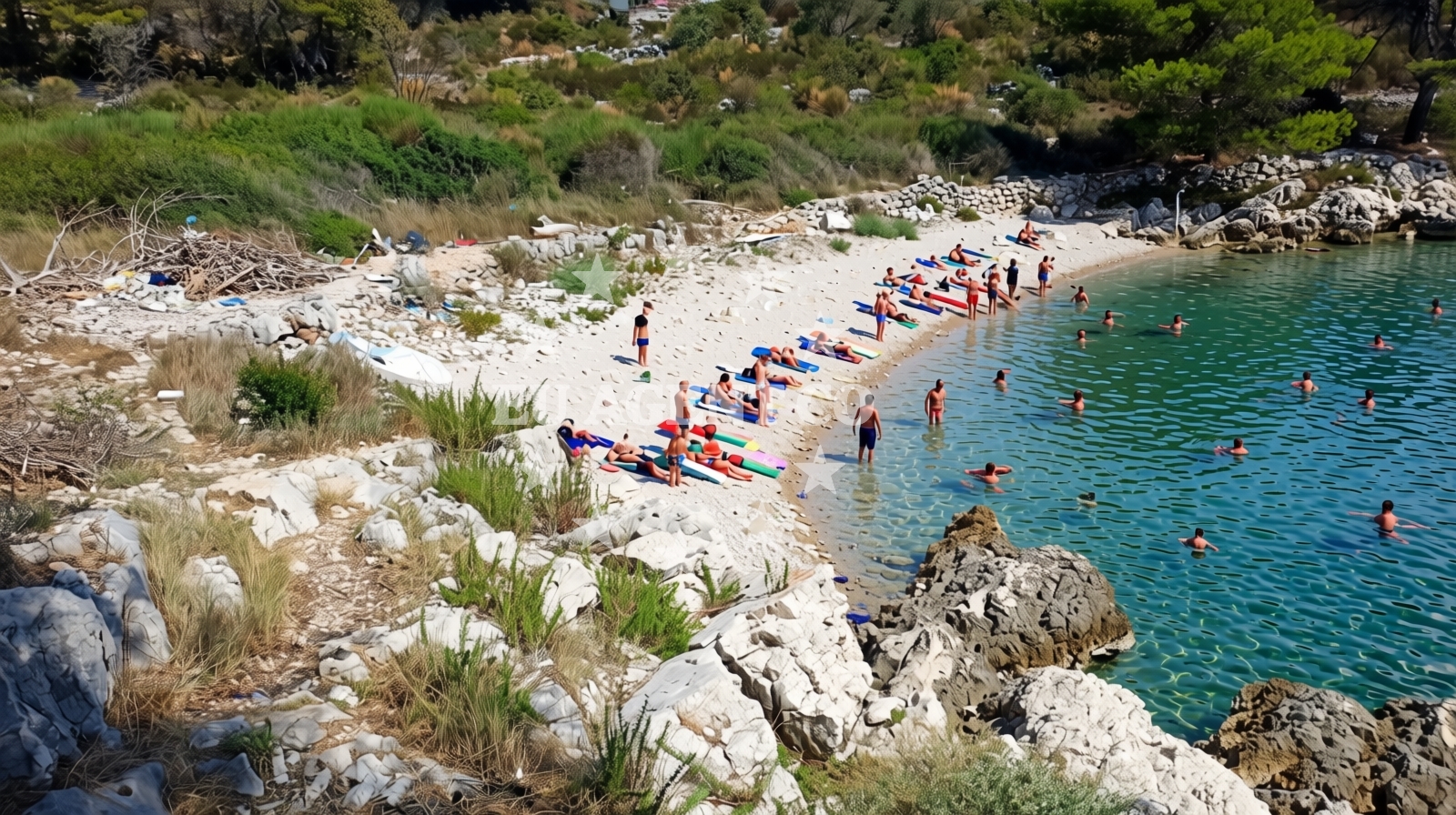 Sea and coastal view of Labadusa beach II in Uvala Duga, Okrug Gornji