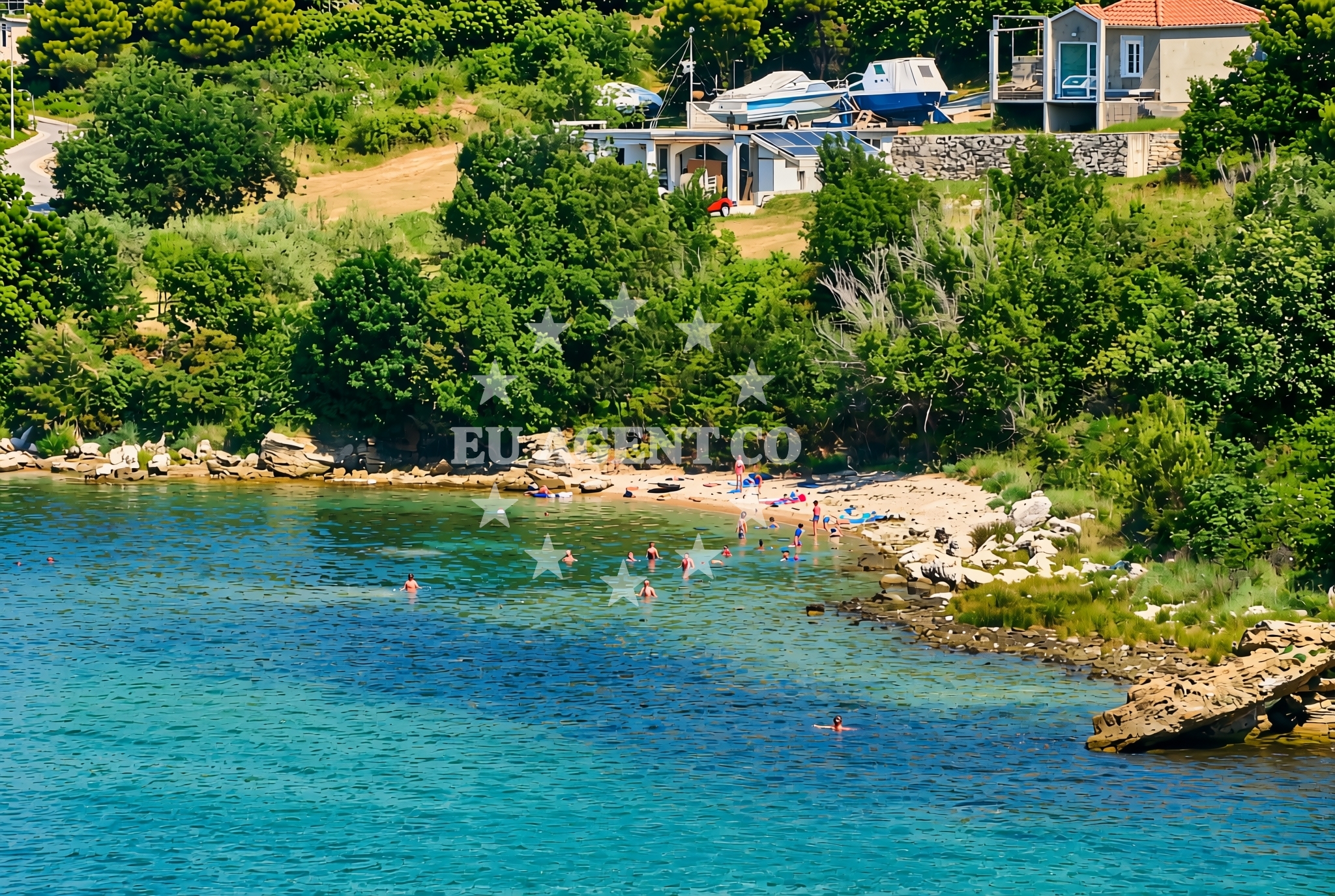 Beach facilities and surroundings at Ladina, Novigrad (Zadarska županija) Beach in Ladina