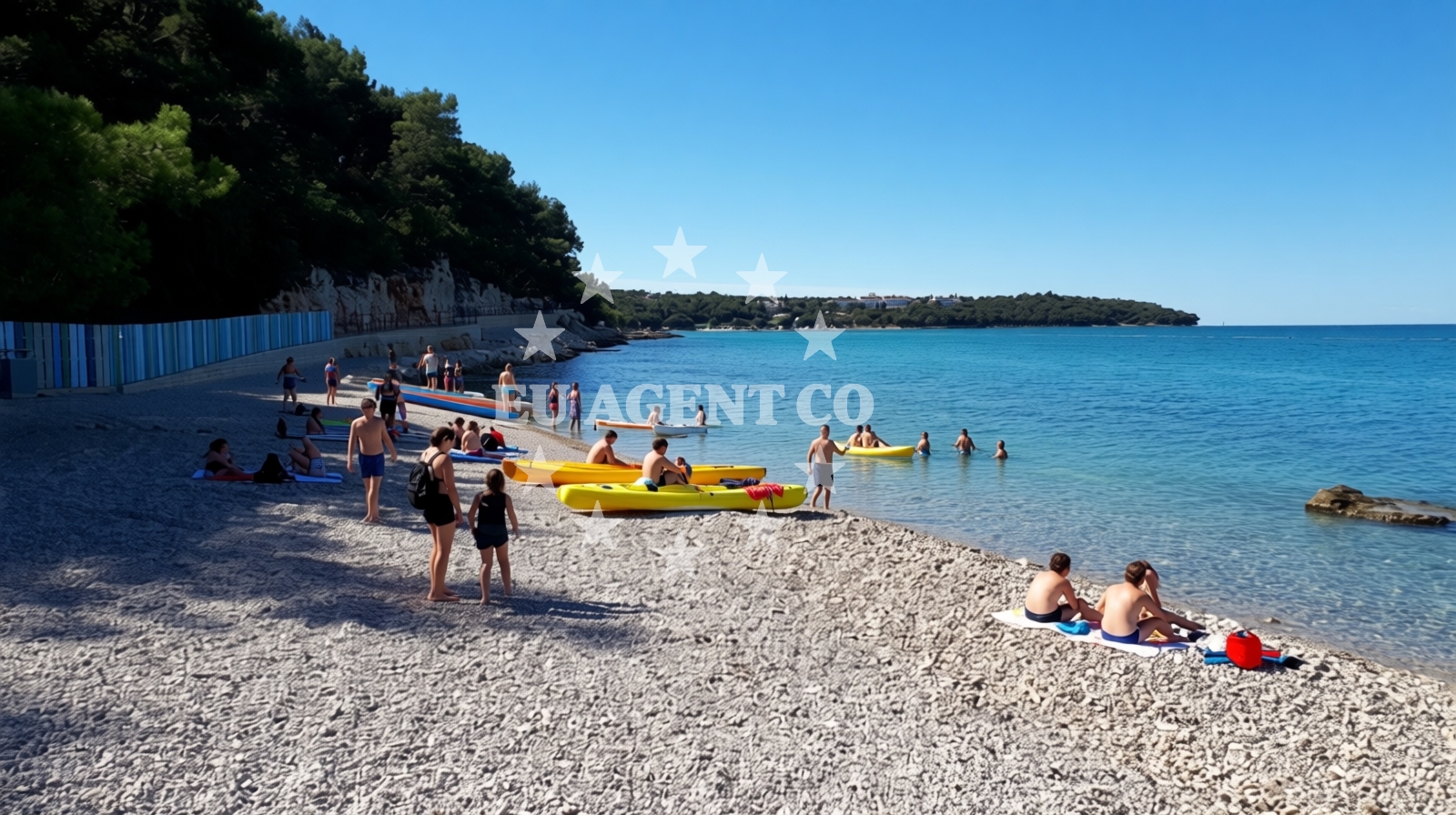 Sea and coastal view of Lanterna beach in Lanterna 15, Poreč
