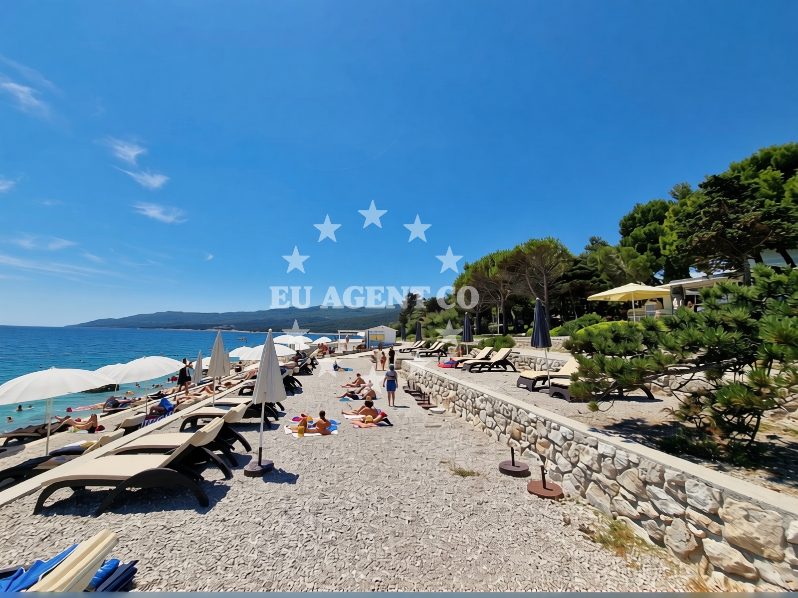 Sea and coastal view of Lanterna Beach in Lanterna 2, Rabac