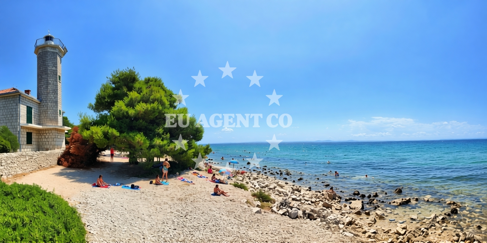 Overview of Lanterna Beach in Ulica Radnjača I, Vir