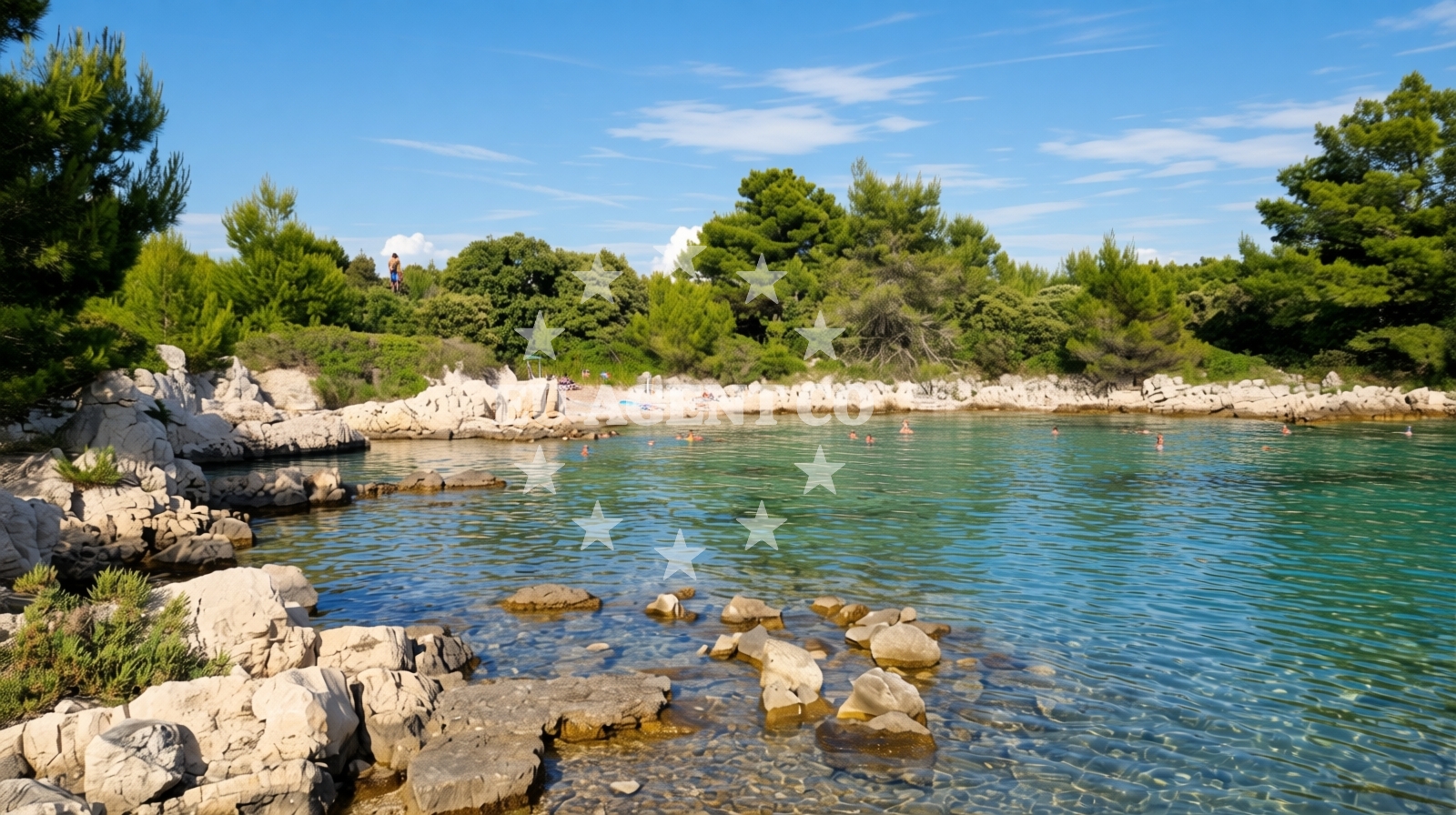 Sea and coastal view of Lanterna Beach in Ulica Radnjača I, Vir