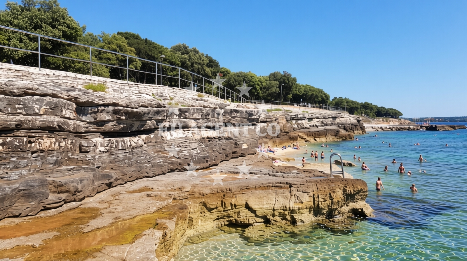 Shoreline and swimming area at Lanterna II beach in Lanterna 6, Tar