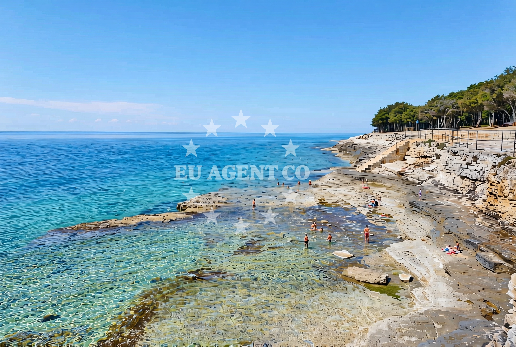 Sea and coastal view of Lanterna istok (dog beach), Vabriga Beach in Lanterna istok (plaža za pse)