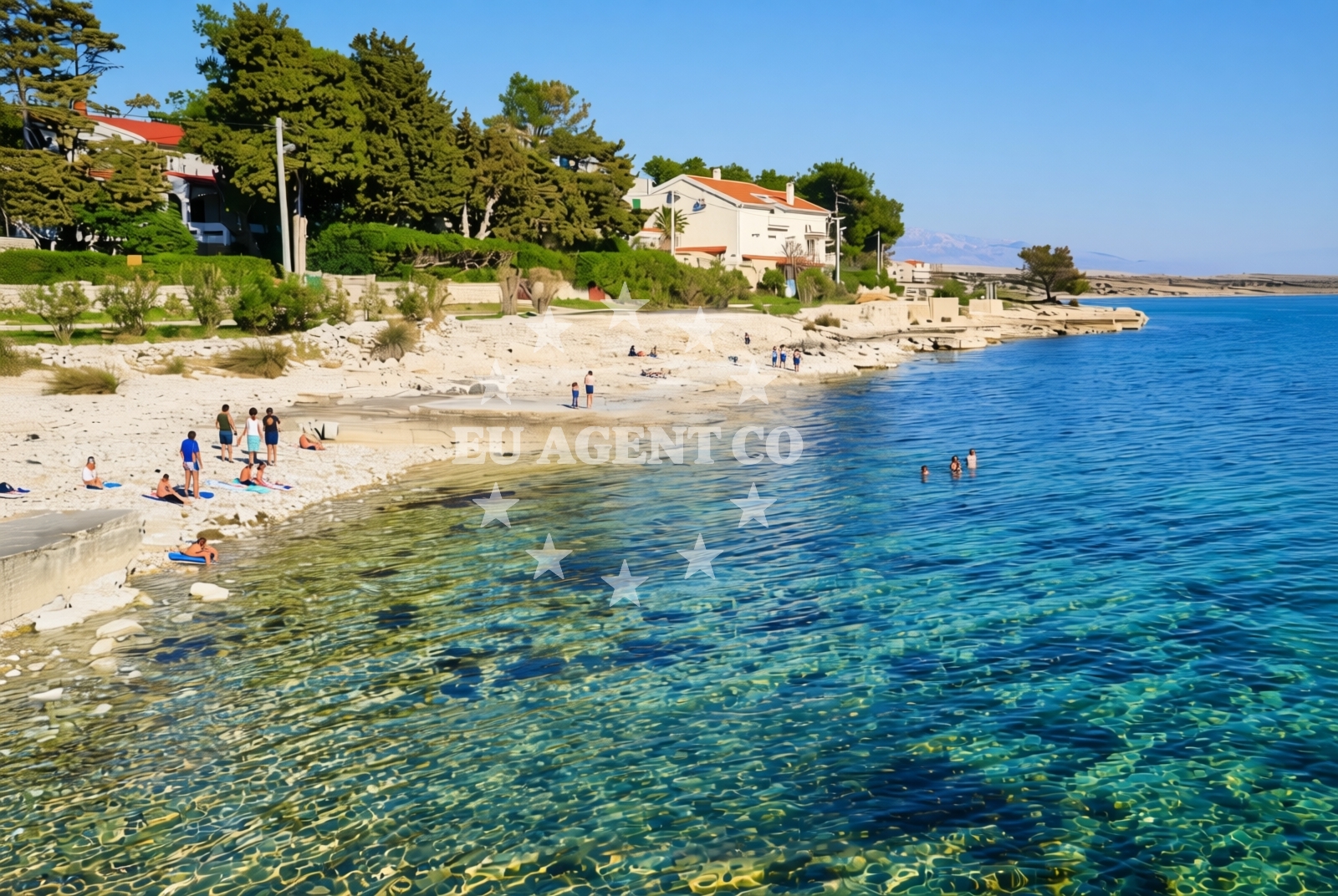 Overview of Lanterna, Košljun (Pag) Beach in Lanterna