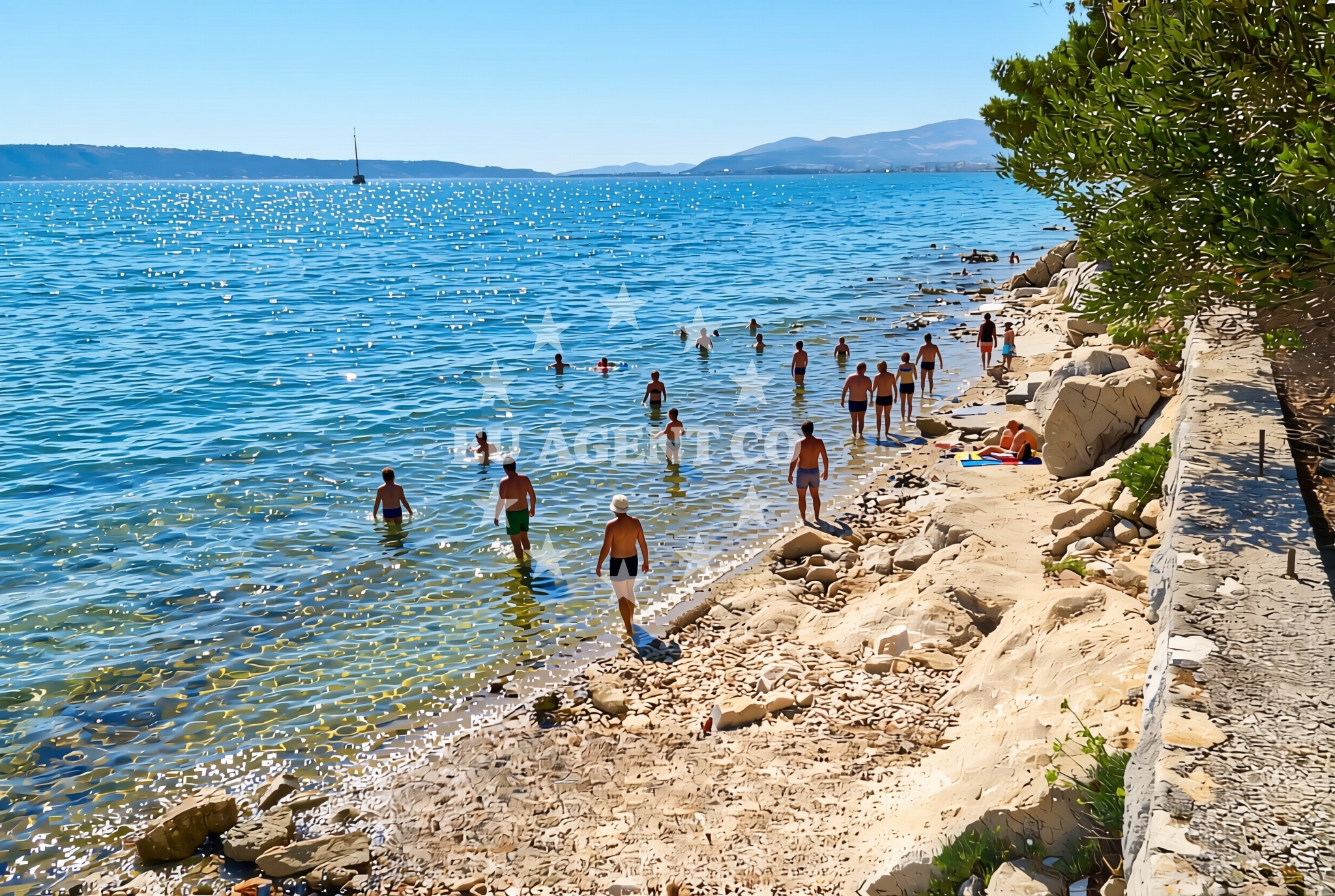 Sea and coastal view of Lapotić, Kaštel Kambelovac Beach in Lapotić