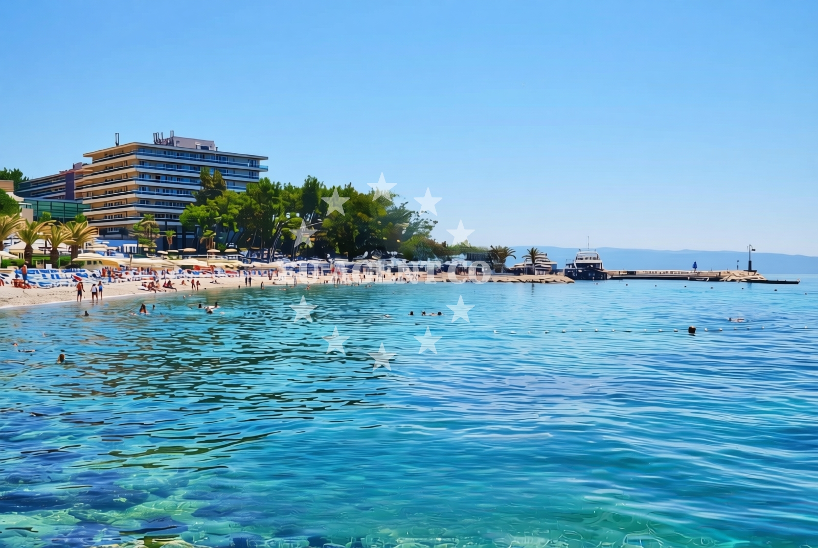 Shoreline and swimming area at Lav, Podstrana - Miljevac Beach in Lav