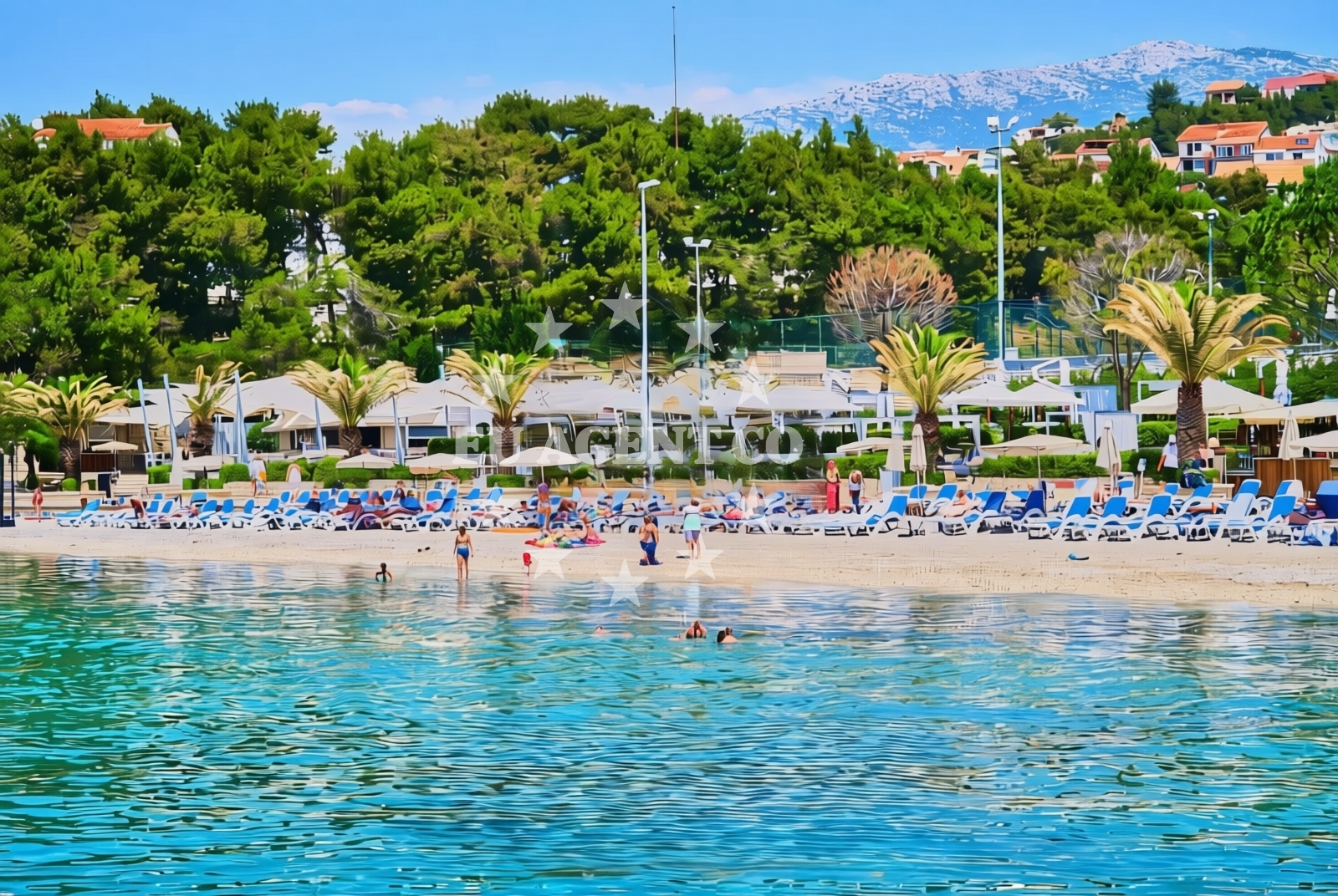 Beach facilities and surroundings at Lav, Podstrana - Miljevac Beach in Lav