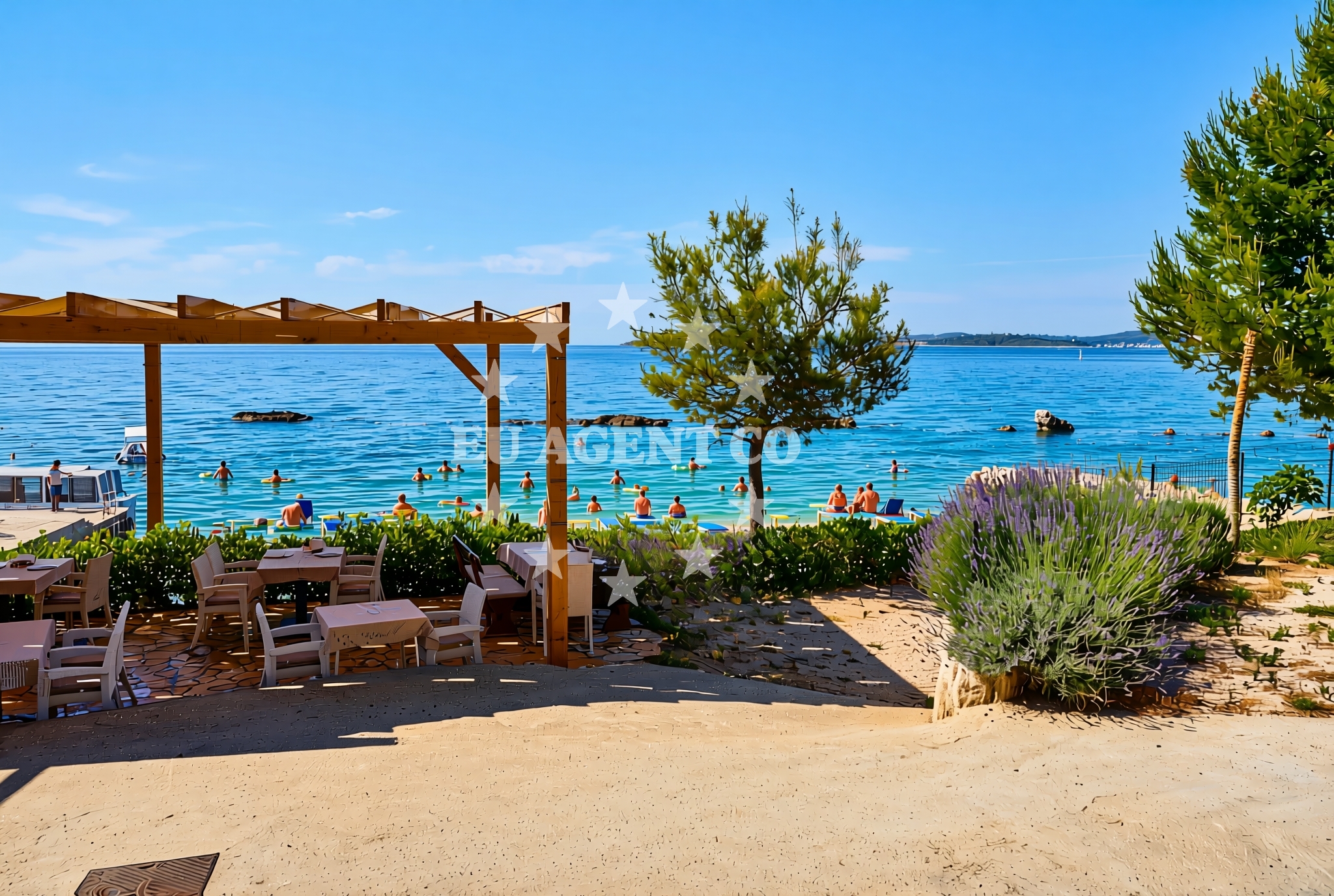Beach facilities and surroundings at Lavanda istok, Stanković Beach in Lavanda istok