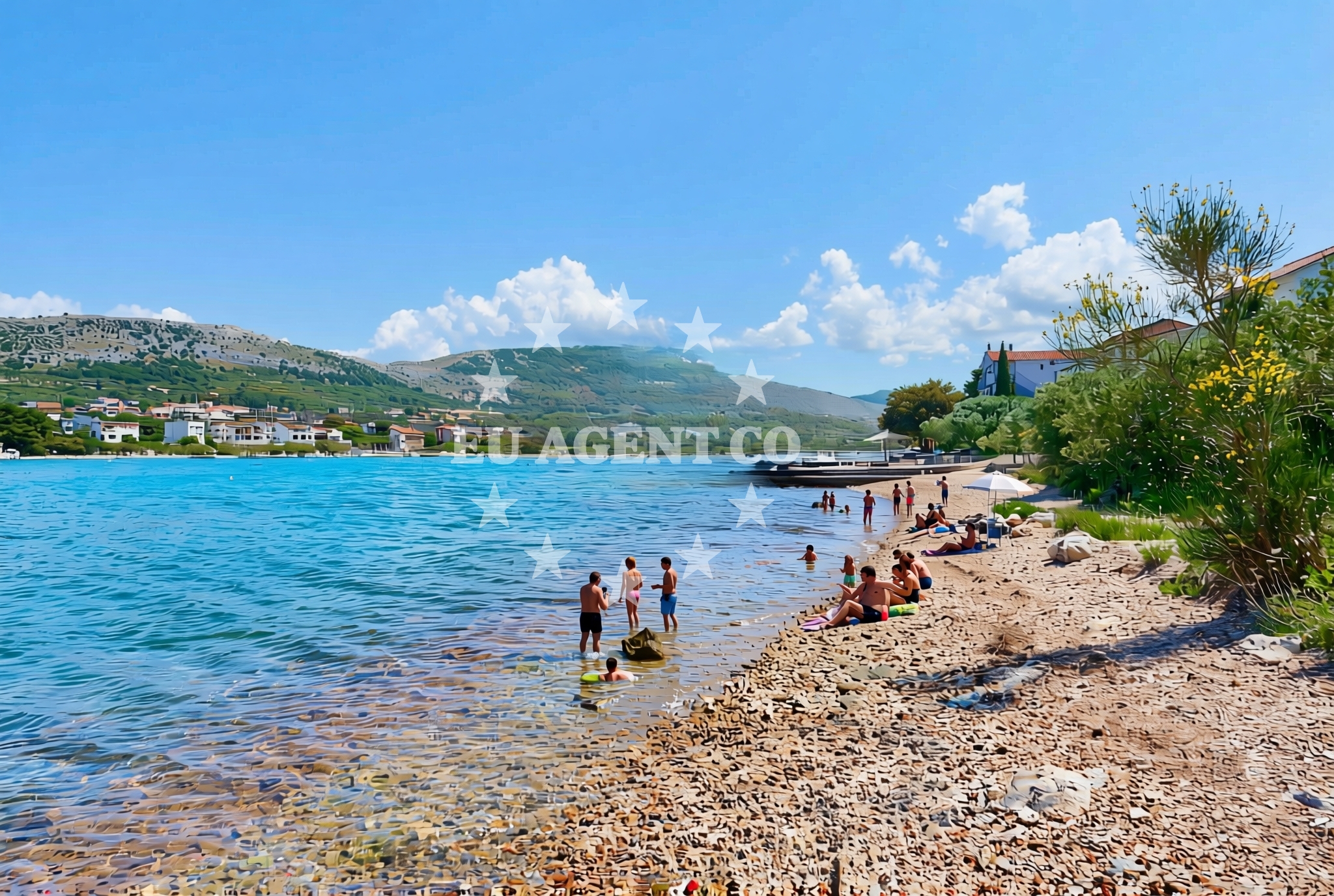 Shoreline and swimming area at Laz, Grebaštica Beach in Laz