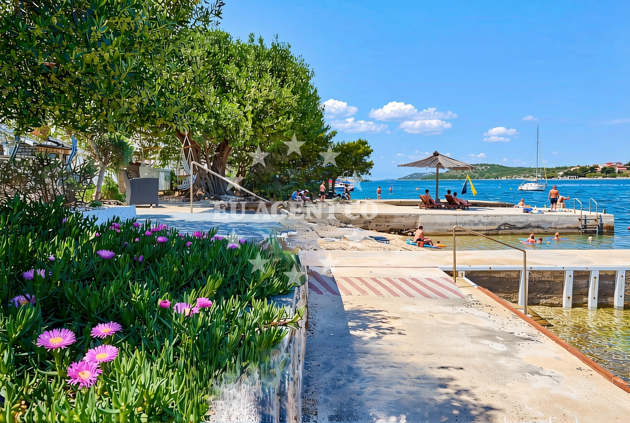 Sea and coastal view of Laz, Grebaštica Beach in Laz