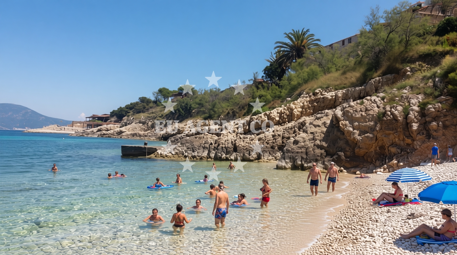 Overview of Le Grand beach in Riva sv. Mikule 7, Komiža