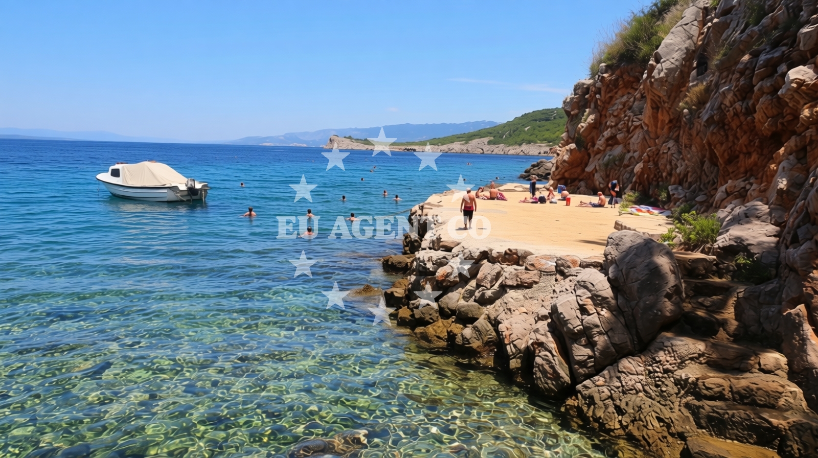 Shoreline and swimming area at Leso Beach in BUNICA 26, Senj