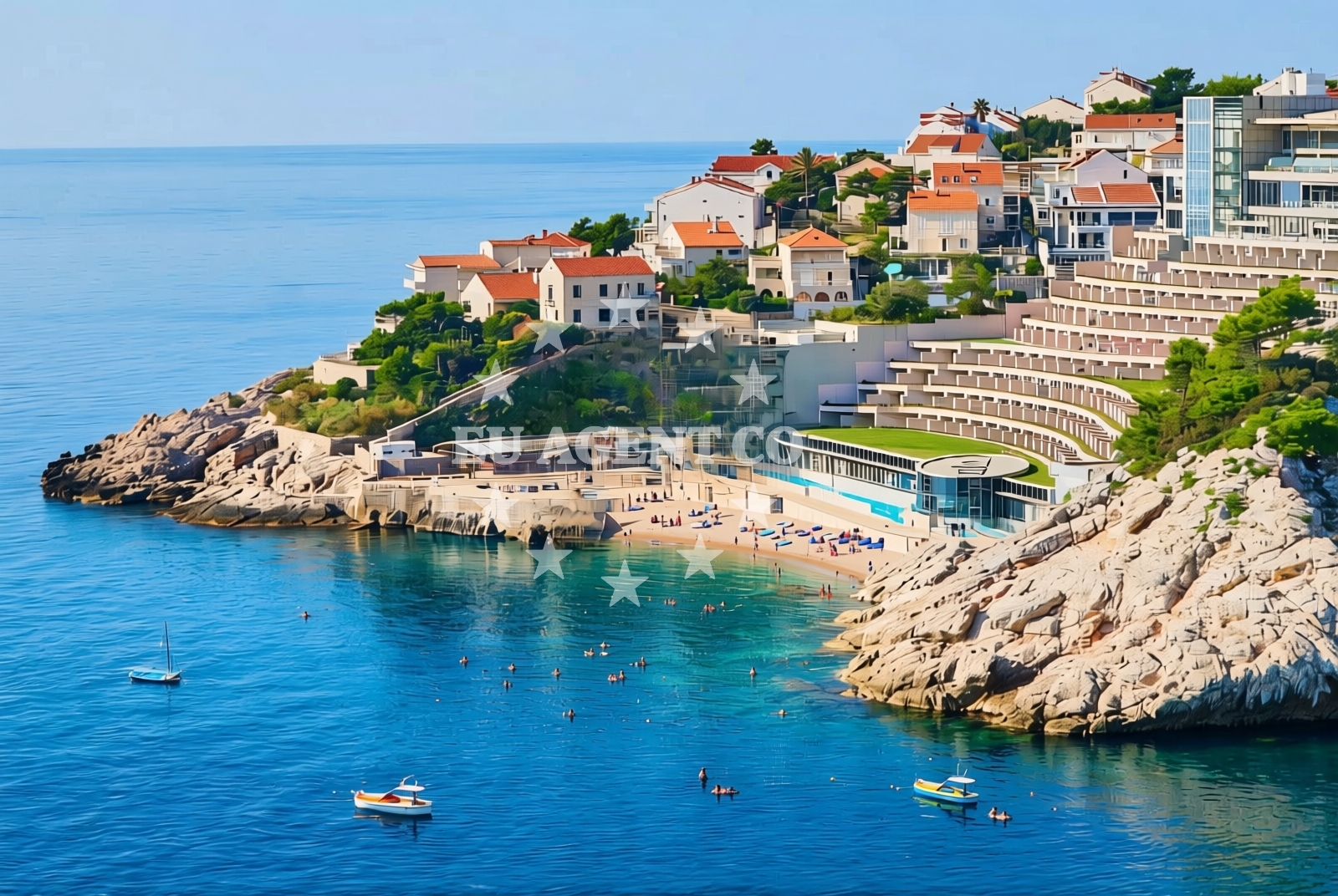 Sea and coastal view of Libertas, Dubrovnik Beach in Libertas