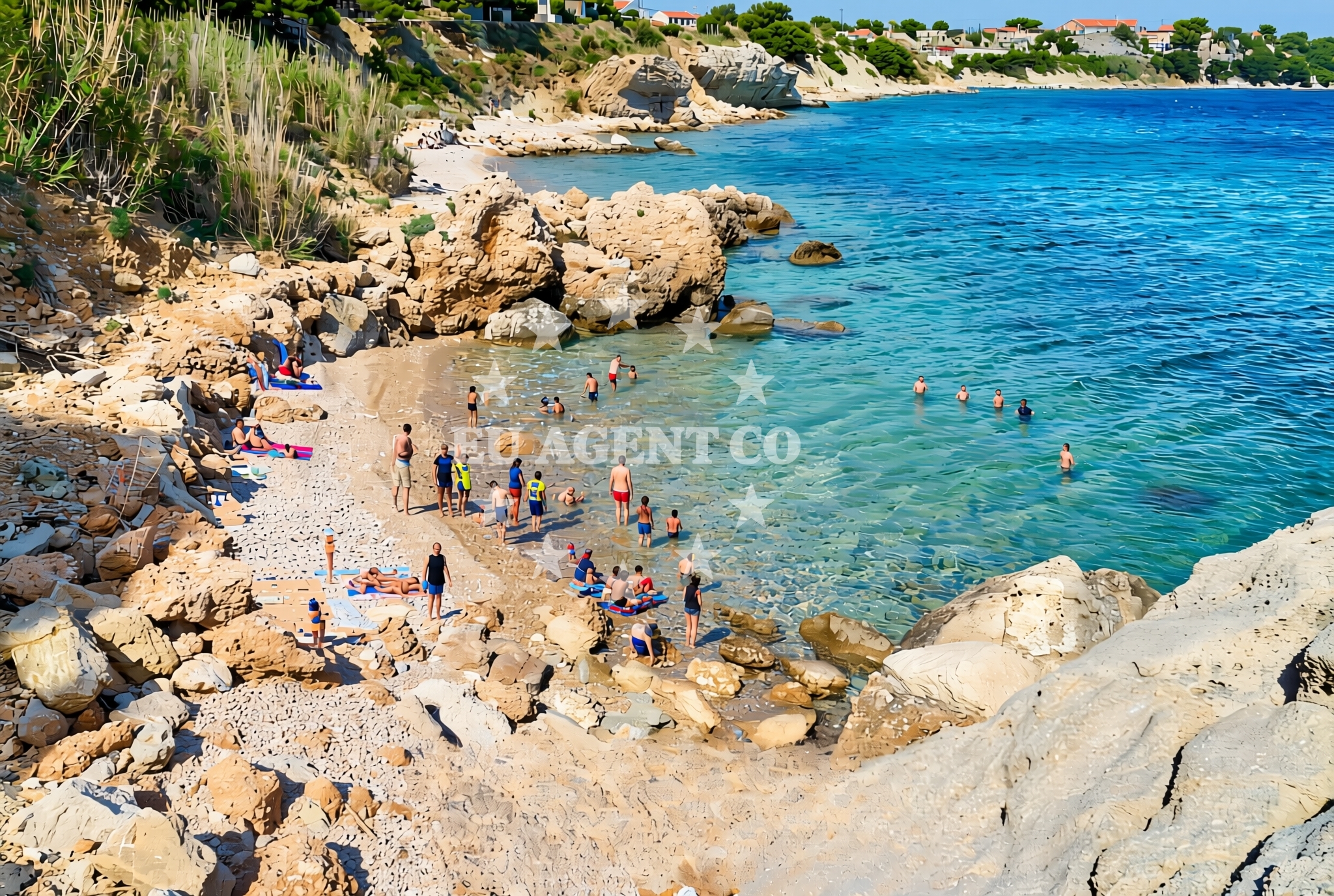 Shoreline and swimming area at Linda istok, Lokva Rogoznica Beach in Linda istok