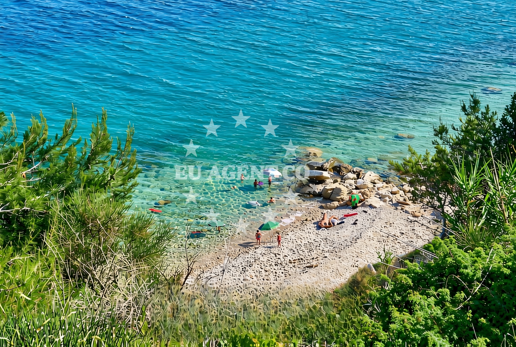 Sea and coastal view of Linda istok, Lokva Rogoznica Beach in Linda istok