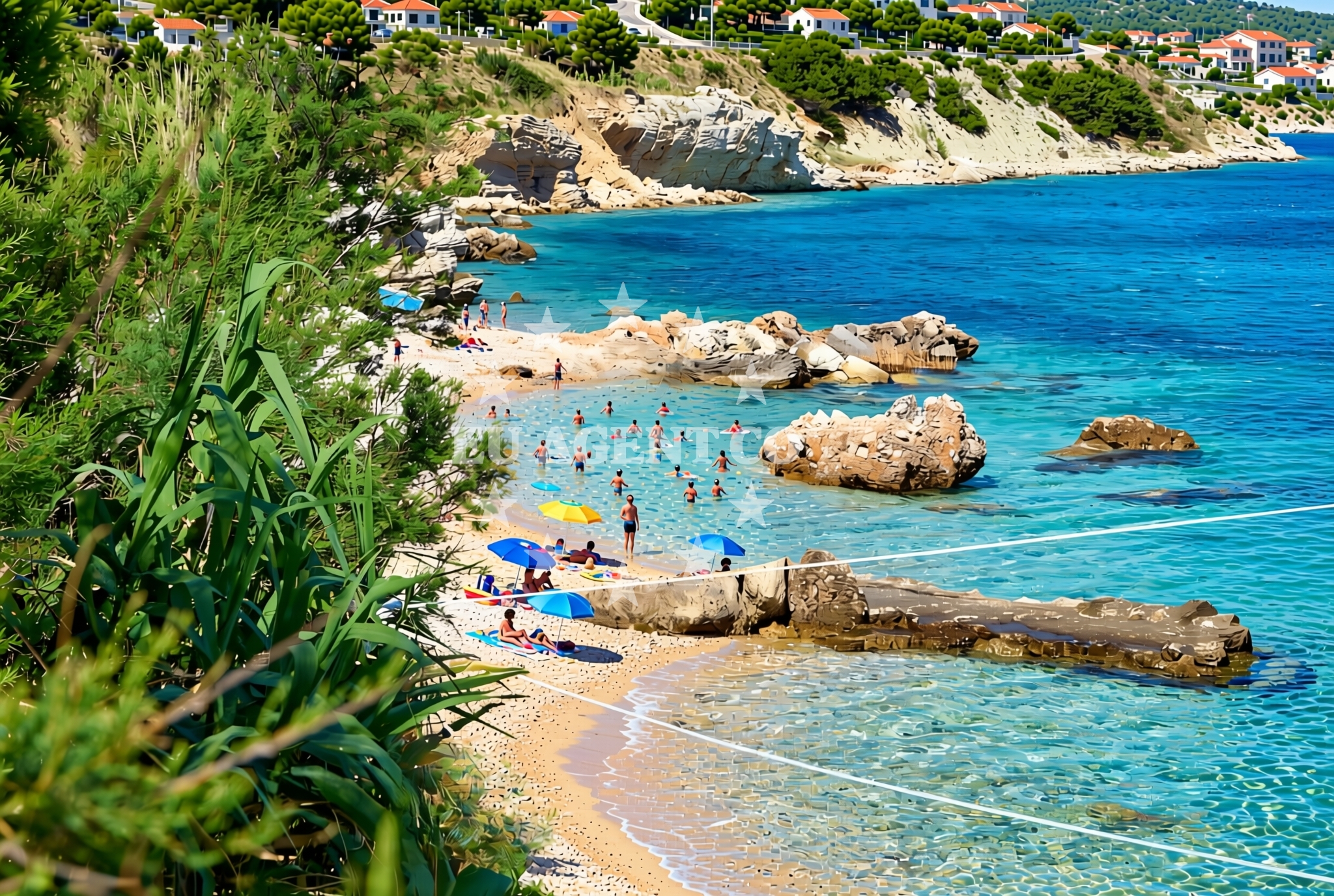 Shoreline and swimming area at Linda zapad, Lokva Rogoznica Beach in Linda zapad