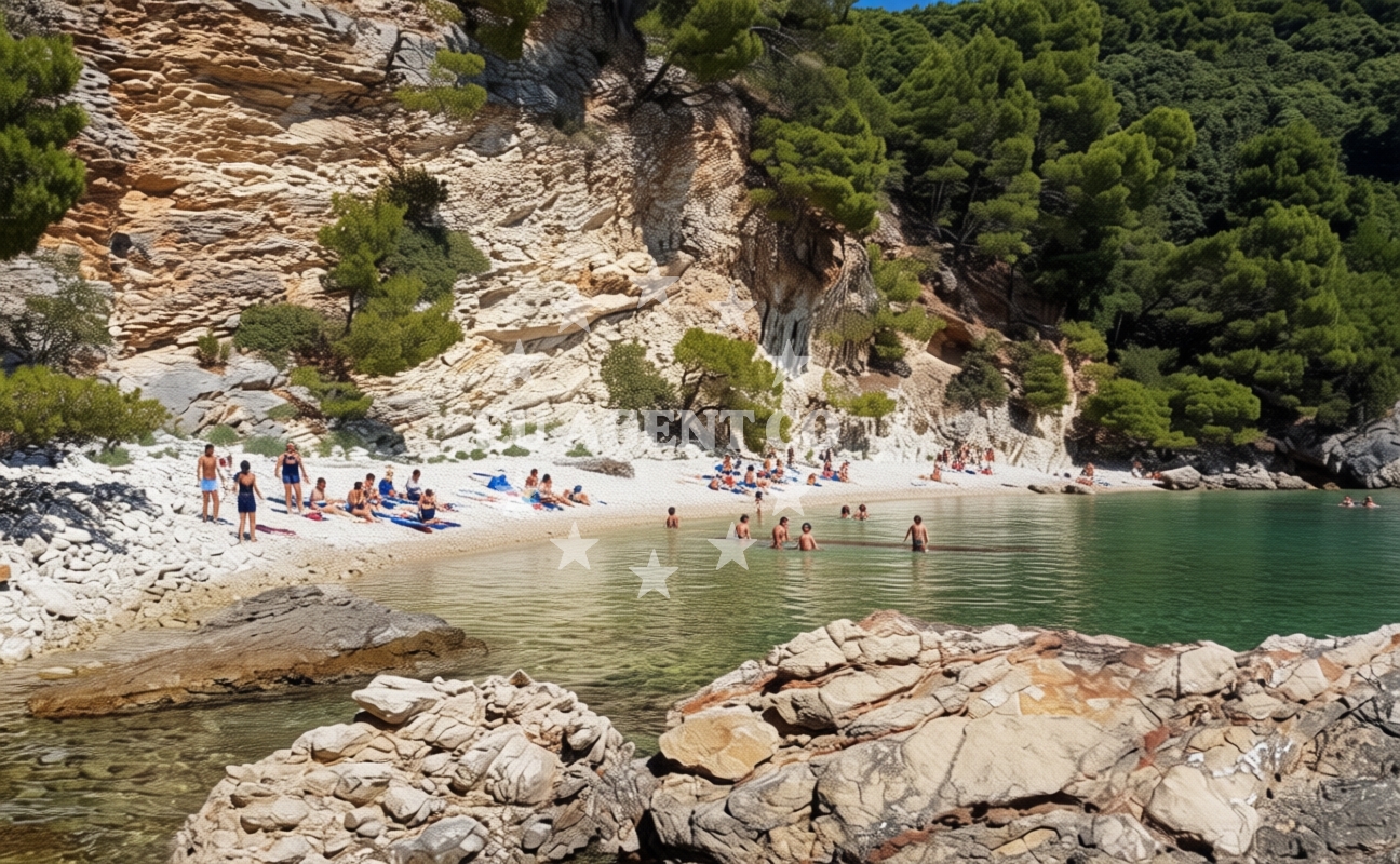 Beach facilities and surroundings at Lirica beach in , Žuljana