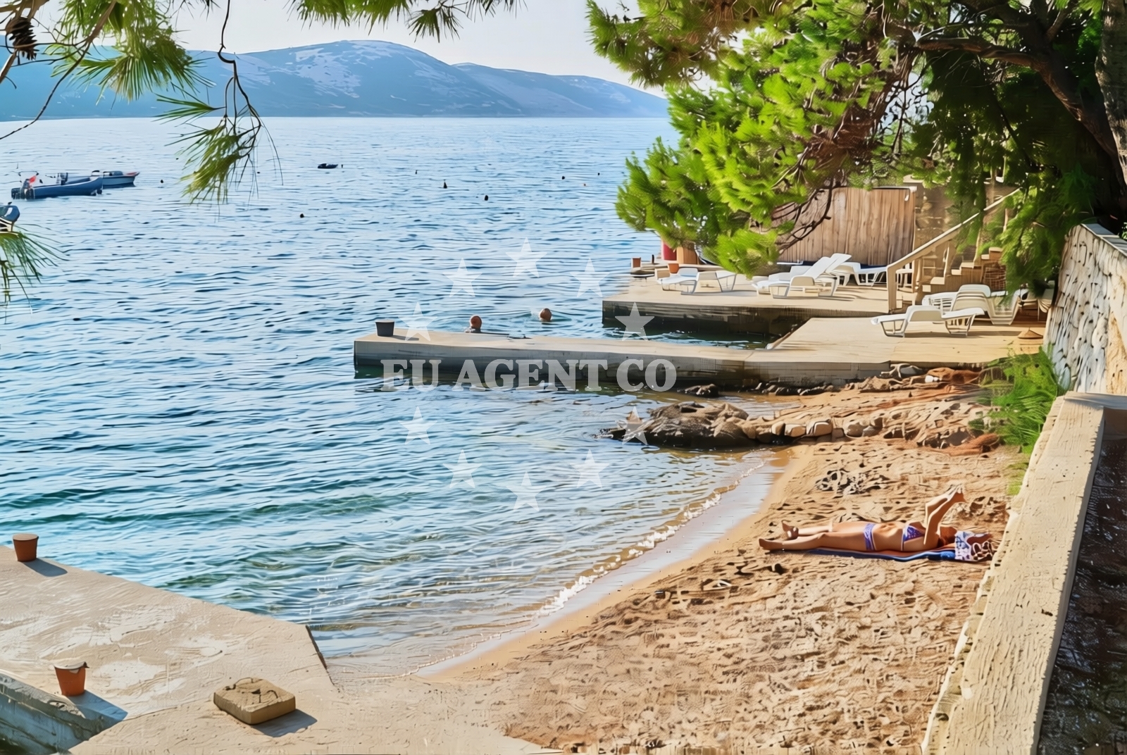 Beach facilities and surroundings at Livić, Stara Novalja (Pag) Beach in Livić