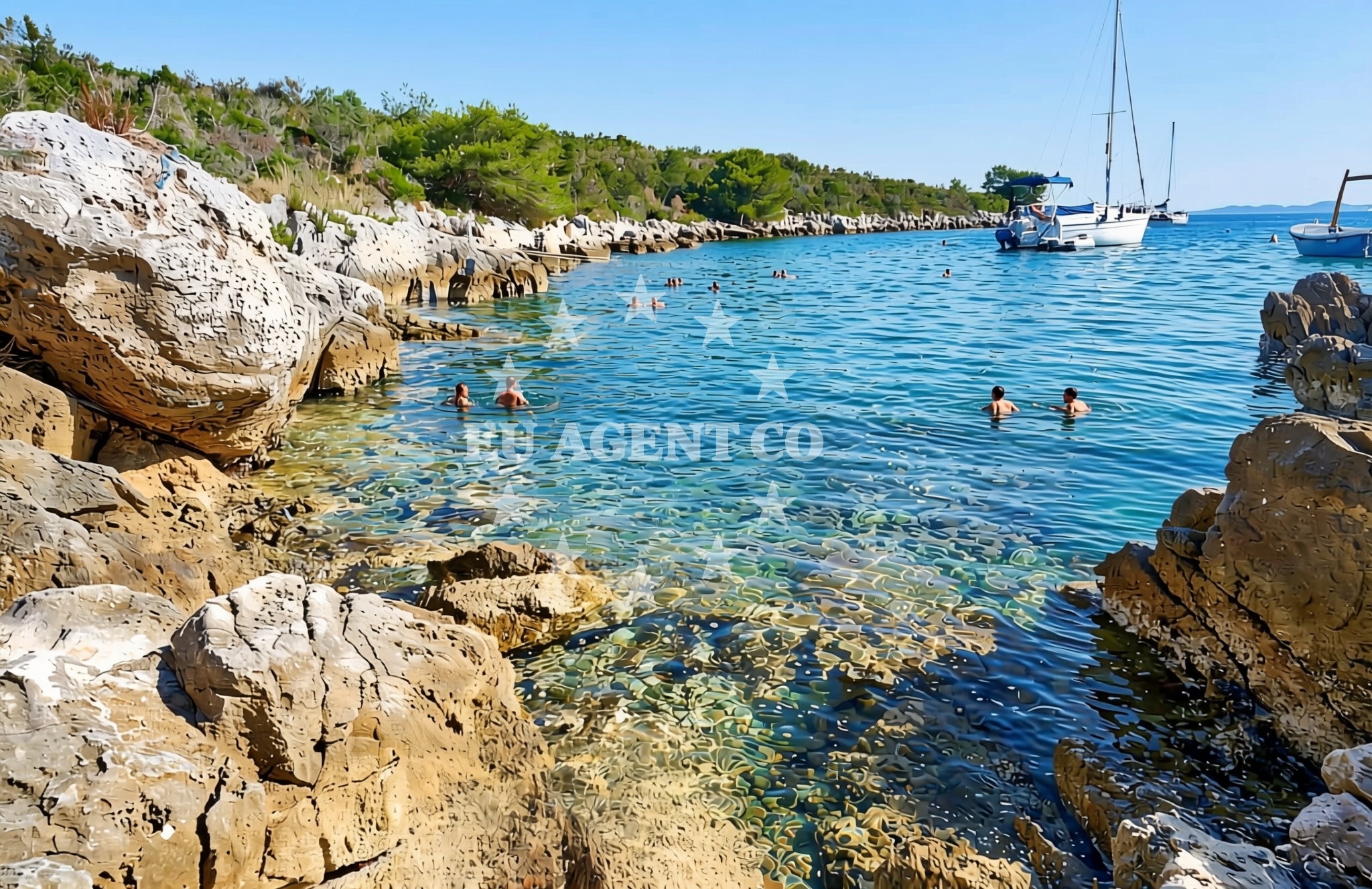 Sea and coastal view of Livka, Gornje Selo (Šolta) Beach in Livka