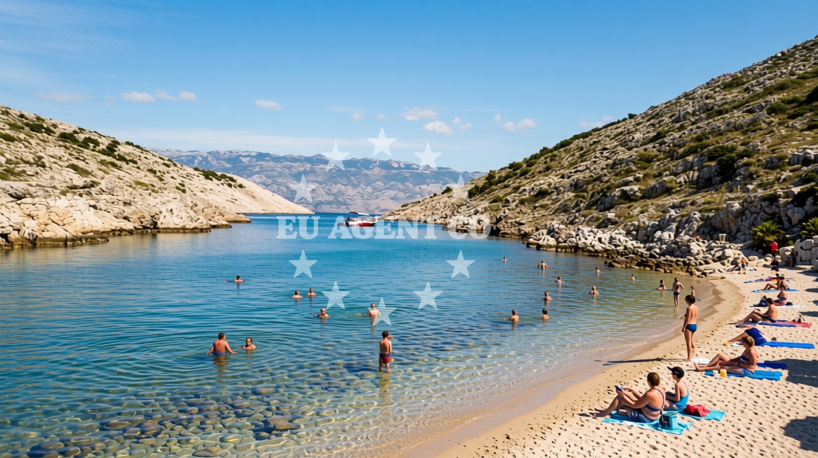 Beach facilities and surroundings at Lizard's beach in Škuncini Stani 32, Novalja
