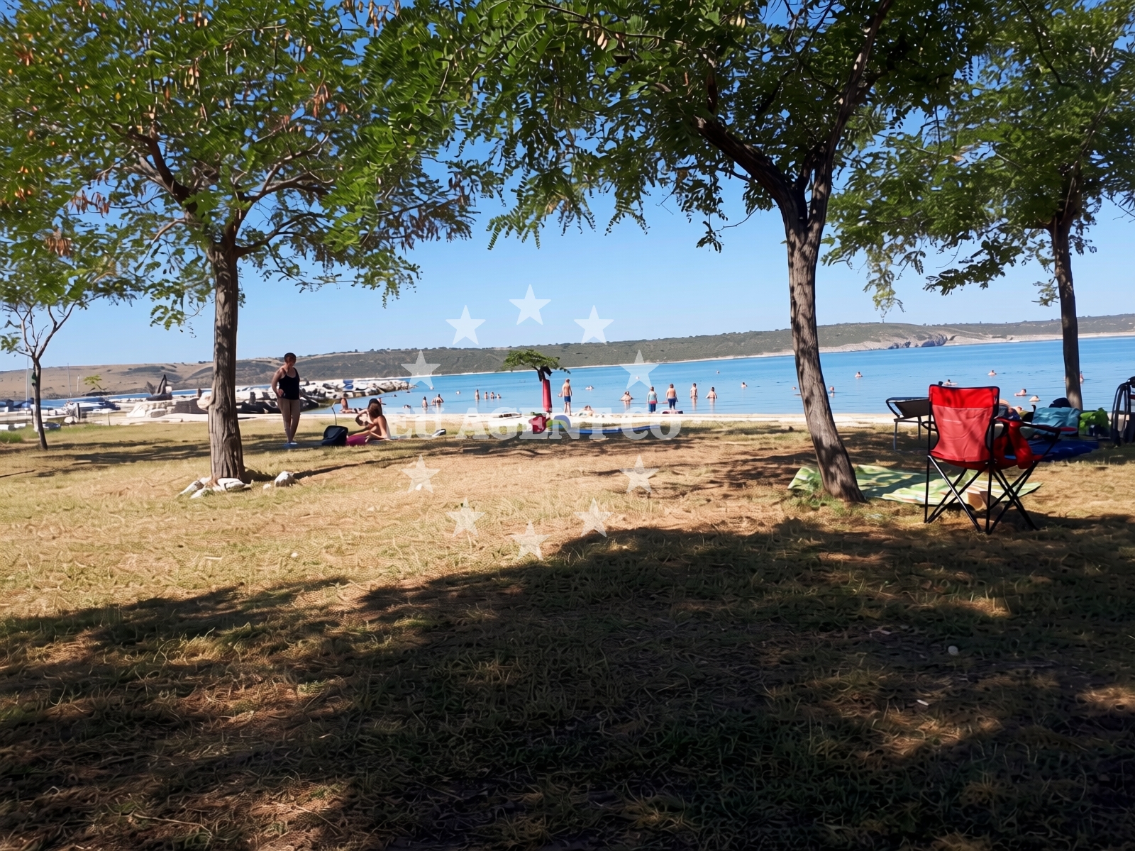 Sea and coastal view of Ljubac beach II in Ljubac 154, Ljubač