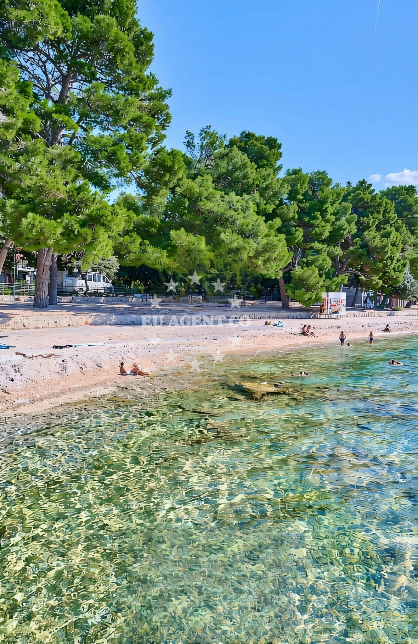 Shoreline and swimming area at Ljutić, Biograd na Moru Beach in Ljutić
