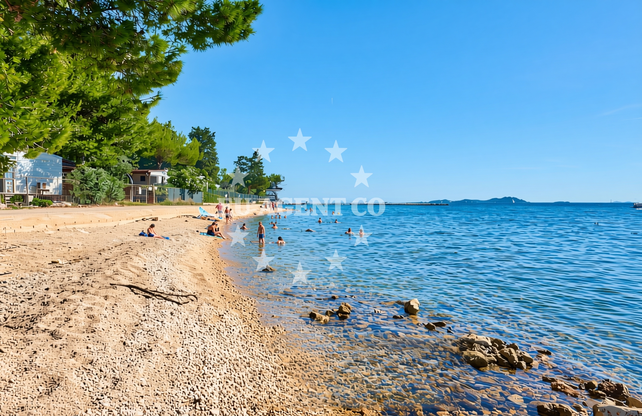 Sea and coastal view of Ljutić, Biograd na Moru Beach in Ljutić