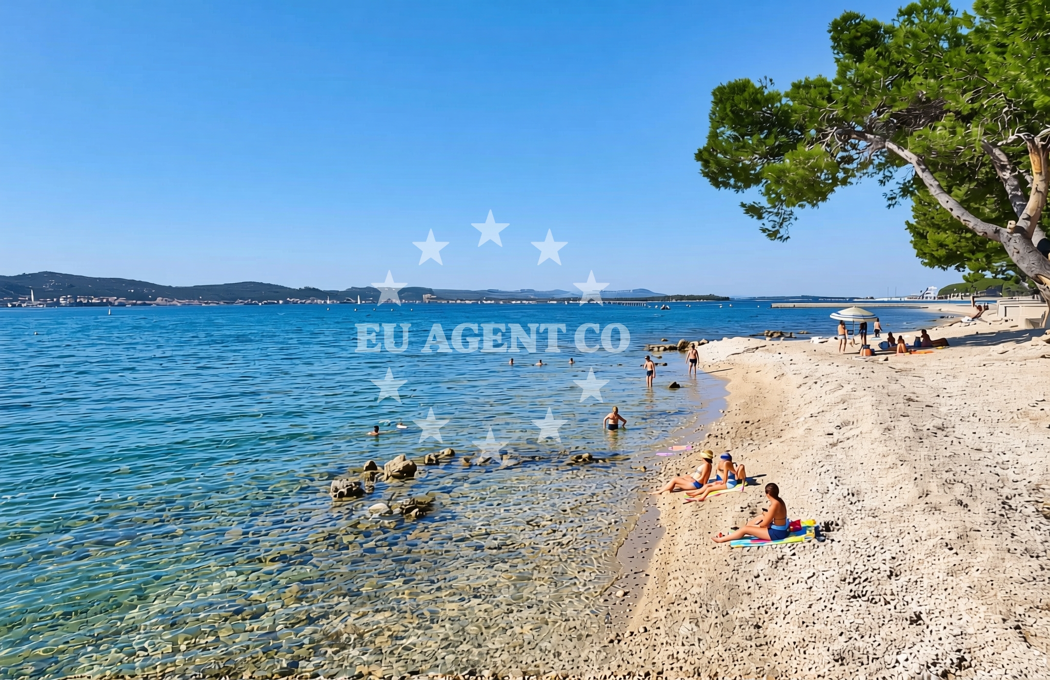 Beach facilities and surroundings at Ljutić, Biograd na Moru Beach in Ljutić
