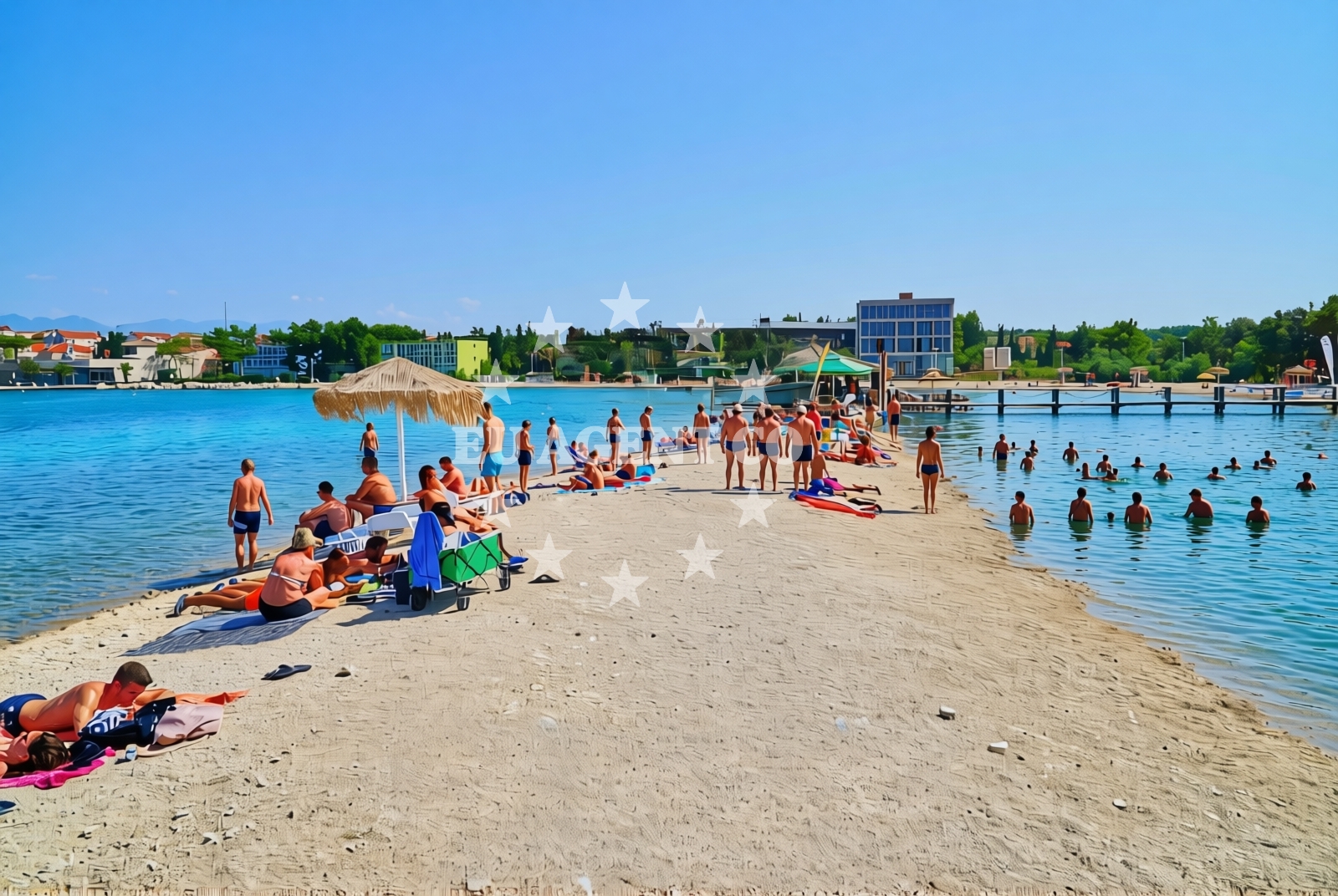 Beach facilities and surroundings at Lokunje, Novalja (Pag) Beach in Lokunje