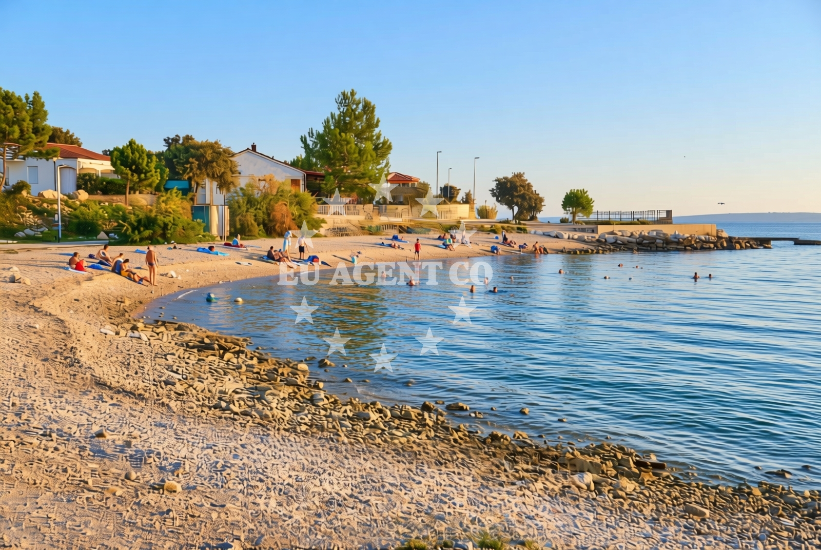Shoreline and swimming area at Lokva istok, Mandre (Pag) Beach in Lokva istok