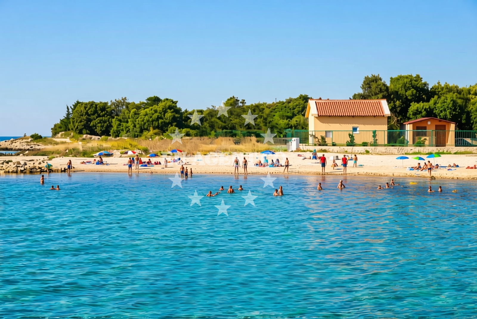 Shoreline and swimming area at Lokva zapad, Mandre (Pag) Beach in Lokva zapad