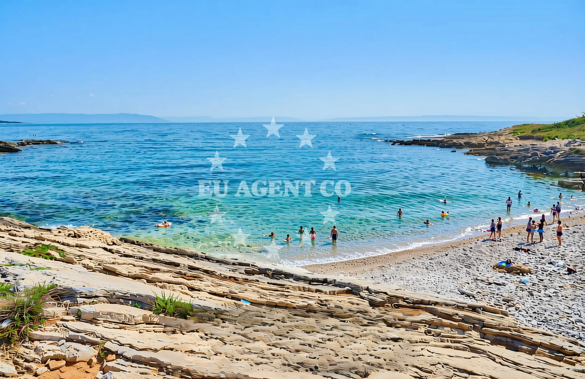 Shoreline and swimming area at Lokvice, Ližnjan Beach in Lokvice