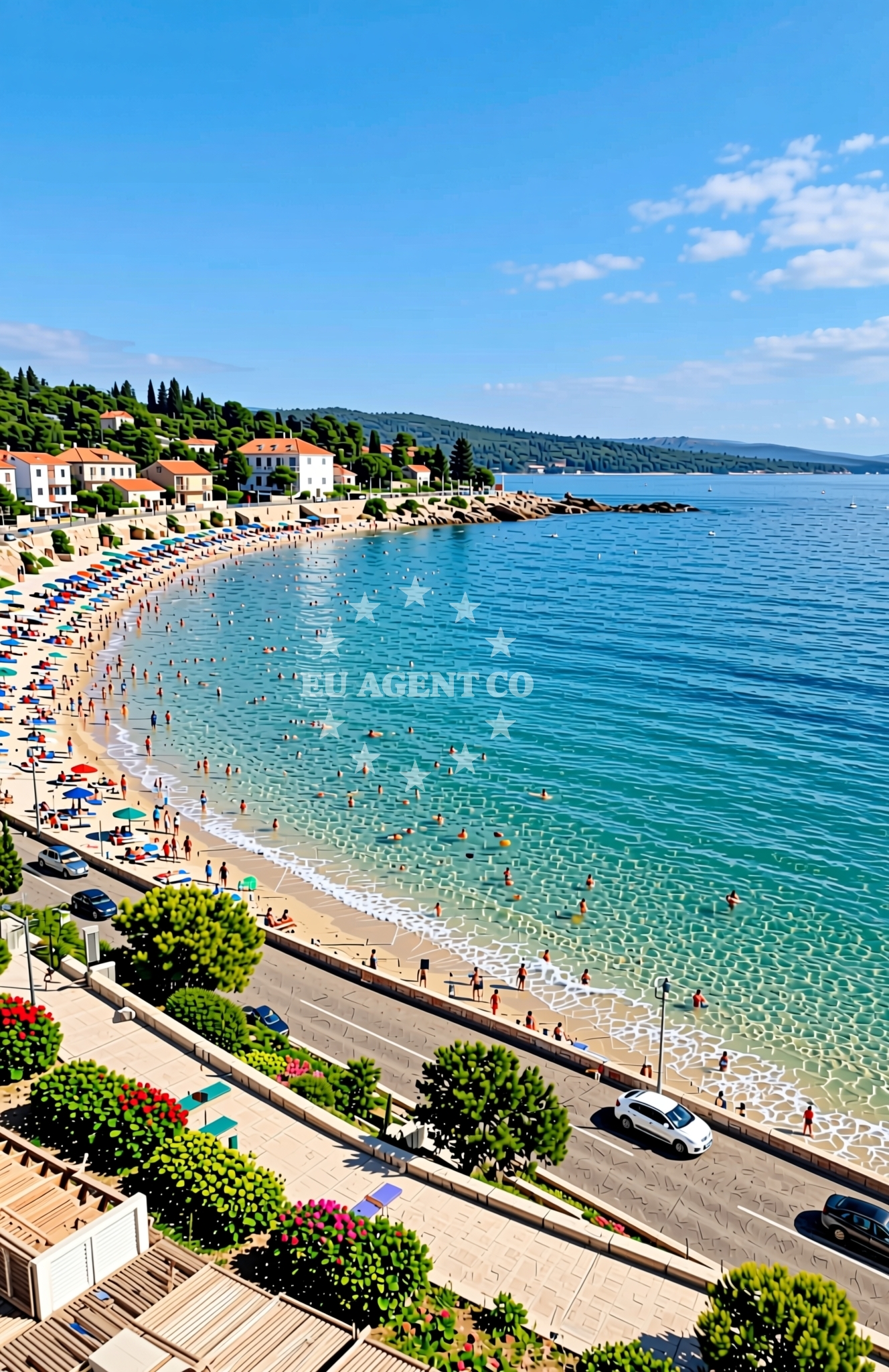 Sea and coastal view of Lokvice, Ližnjan Beach in Lokvice