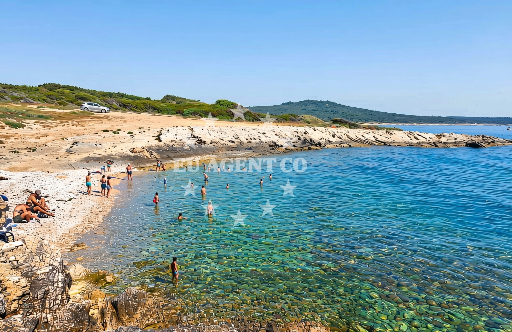 Beach facilities and surroundings at Lokvice, Ližnjan Beach in Lokvice