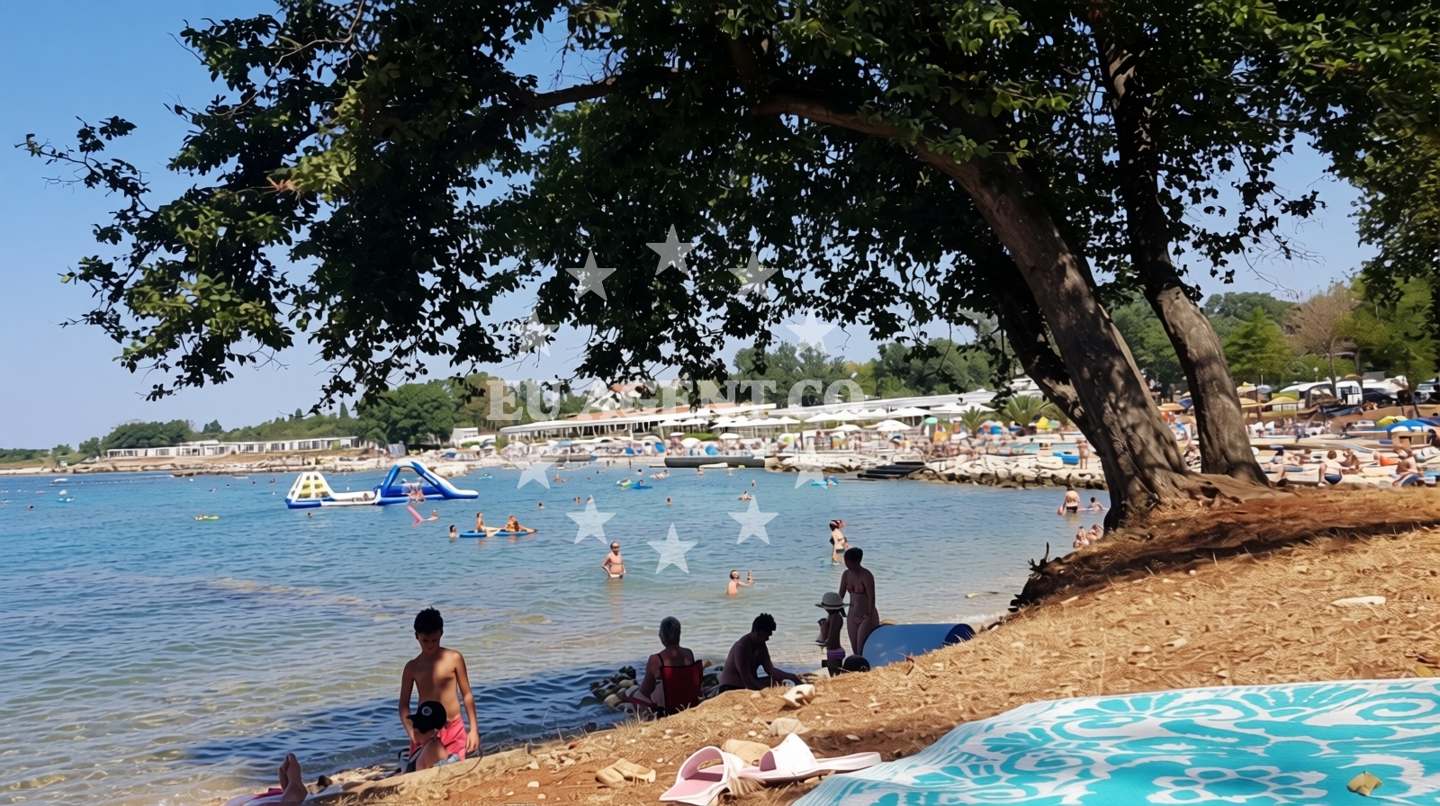 Beach facilities and surroundings at Lokvina beach in Mareda bb, Novigrad Istria