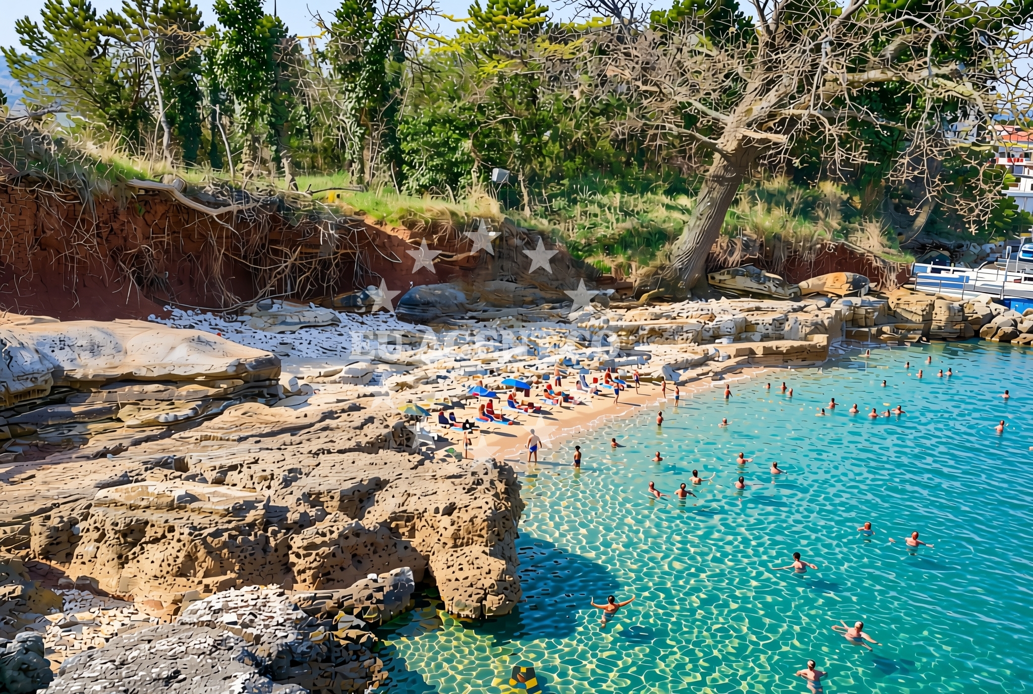 Shoreline and swimming area at Lokvina (dog beach), Mareda Beach in Lokvina (plaža za pse)