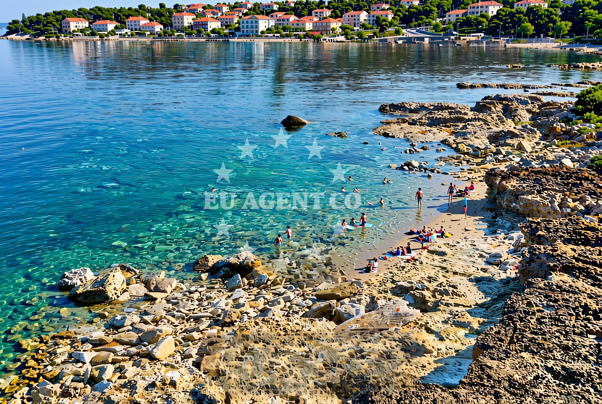 Sea and coastal view of Lokvina (dog beach), Mareda Beach in Lokvina (plaža za pse)