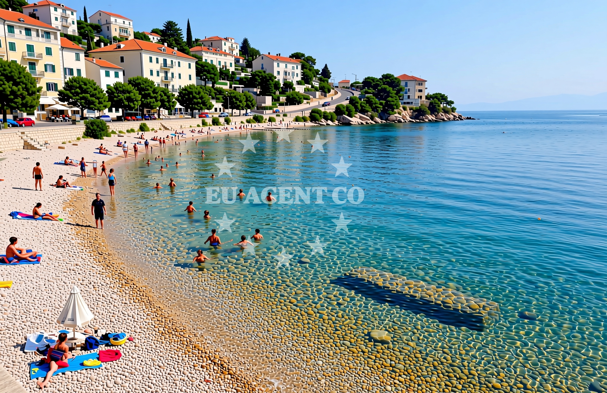 Beach facilities and surroundings at Lokvina (Mala Rava), Rava (Rava) Beach in Lokvina (Mala Rava)