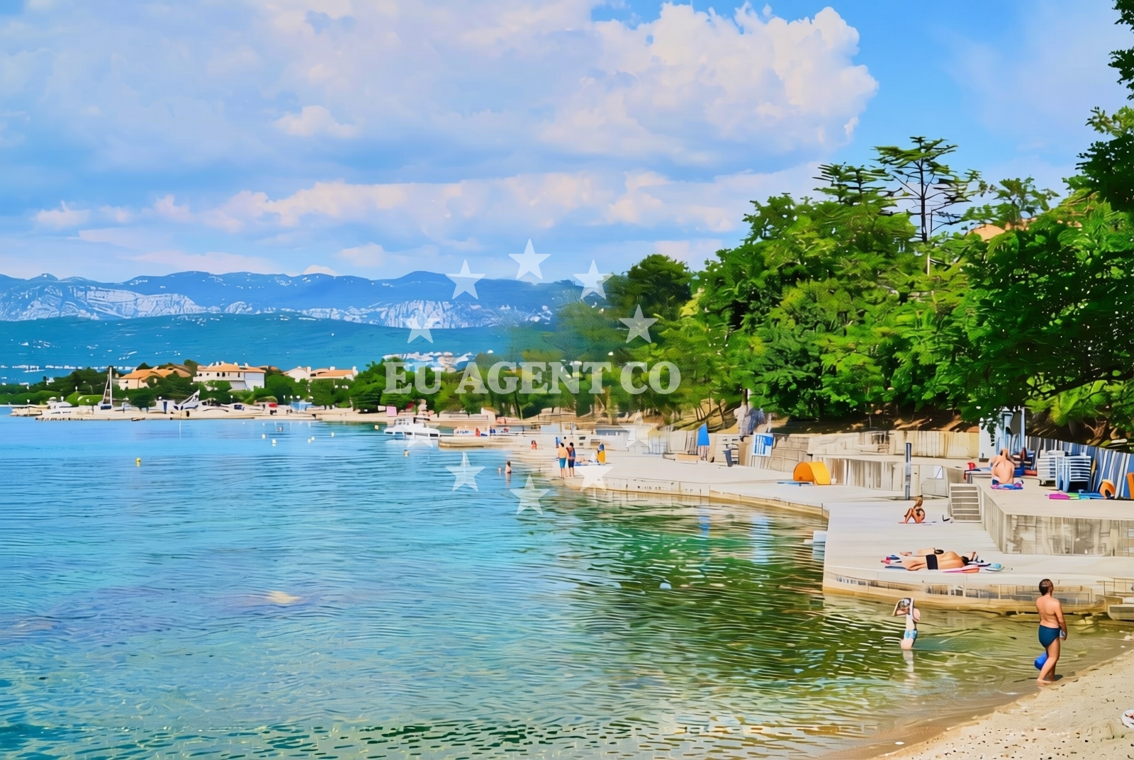 Sea and coastal view of Lokvišća jug, Šilo (Krk) Beach in Lokvišća jug