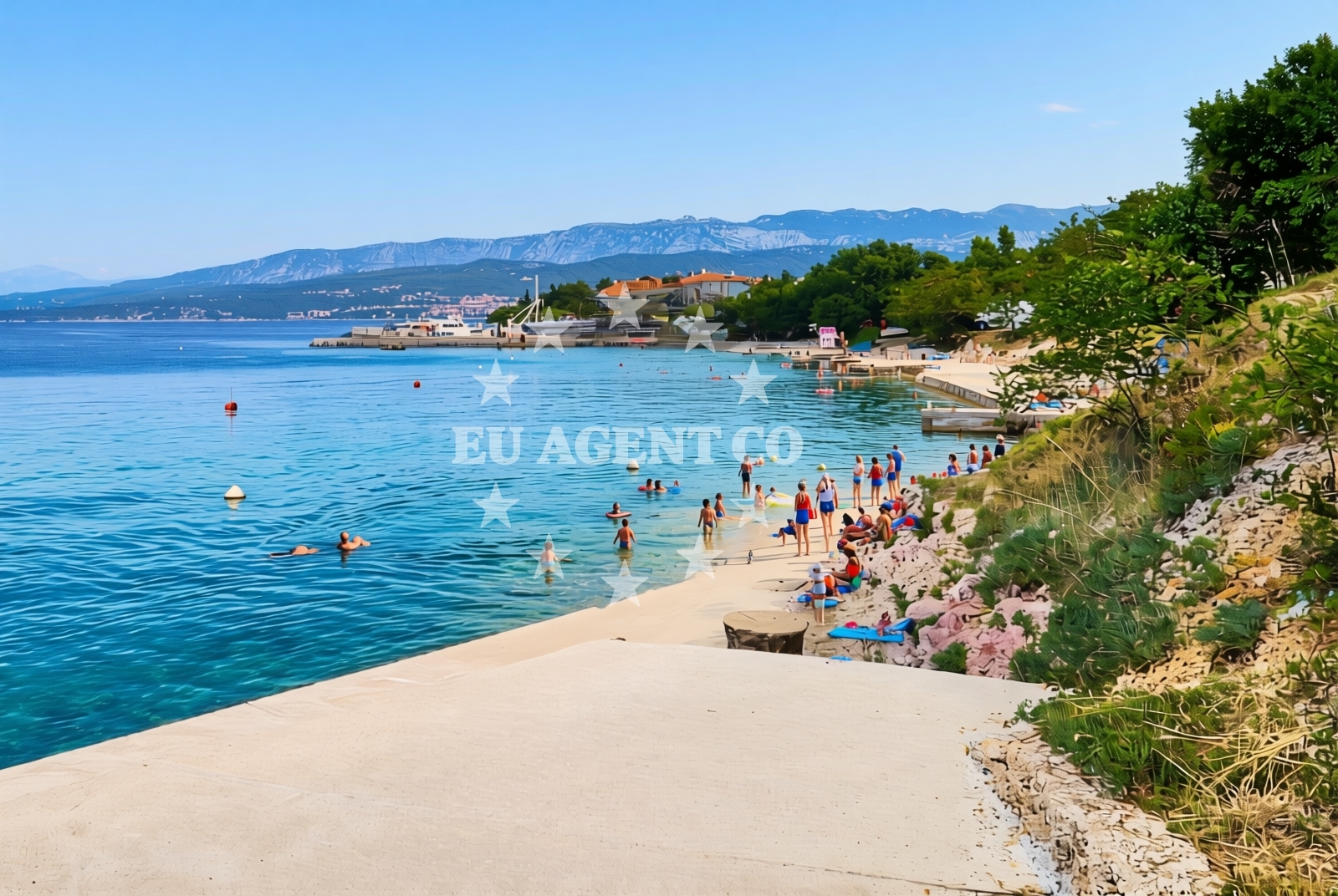 Beach facilities and surroundings at Lokvišća jug, Šilo (Krk) Beach in Lokvišća jug