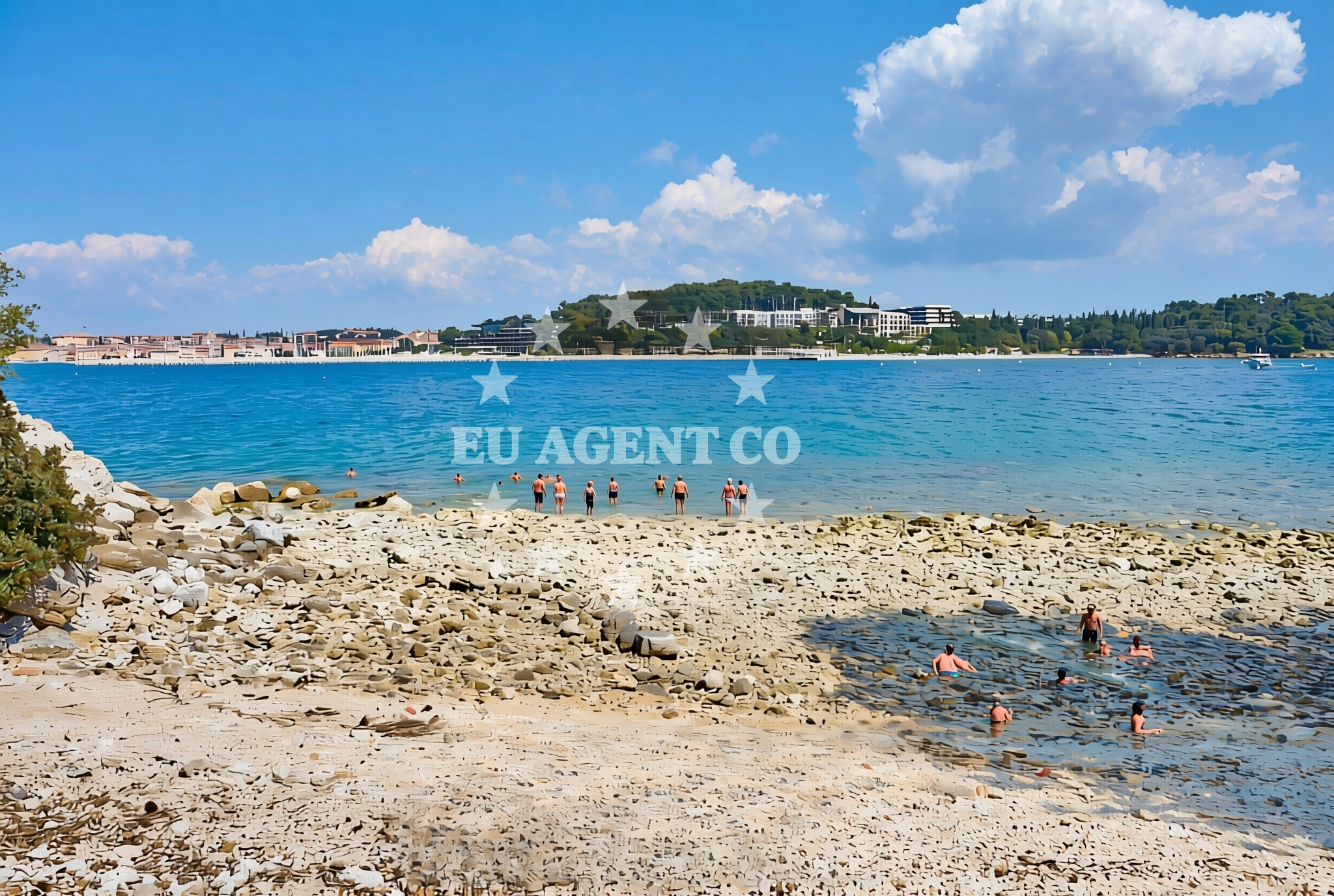 Shoreline and swimming area at Lone (dog beach), Rovinj Beach in Lone (plaža za pse)