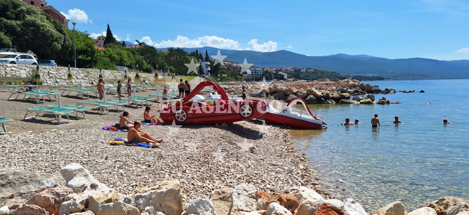 Beach facilities and surroundings at Lopar Beach in Kralja Zvonimira 72, Novi Vinodolski