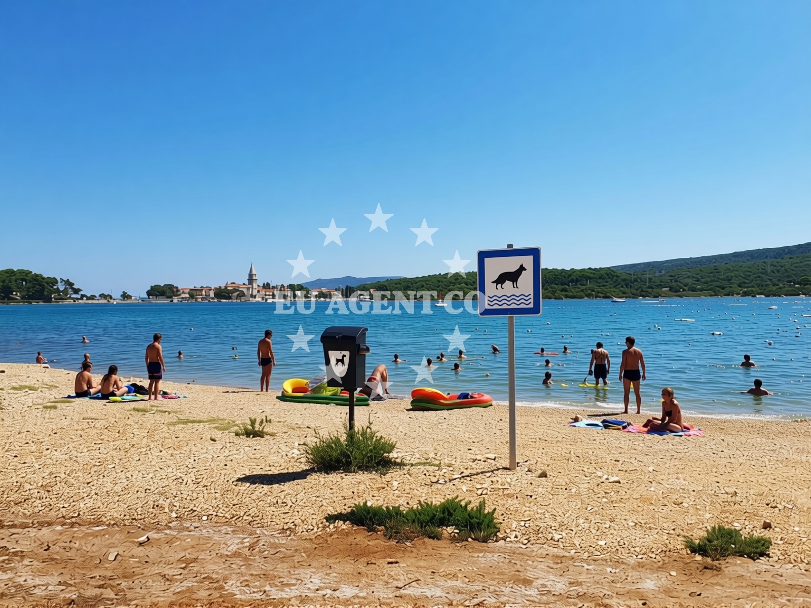 Shoreline and swimming area at Lopari beach II in Kamping Lopari, Nerezine